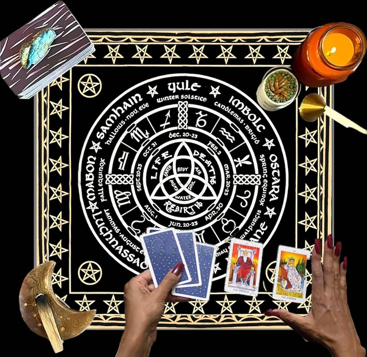 Sunak Bezi, Wiccan Malzemeleri, Spiritüel Tarot Bezi Astroloji Tarot Duvar Dekoru, Kutsal Bez