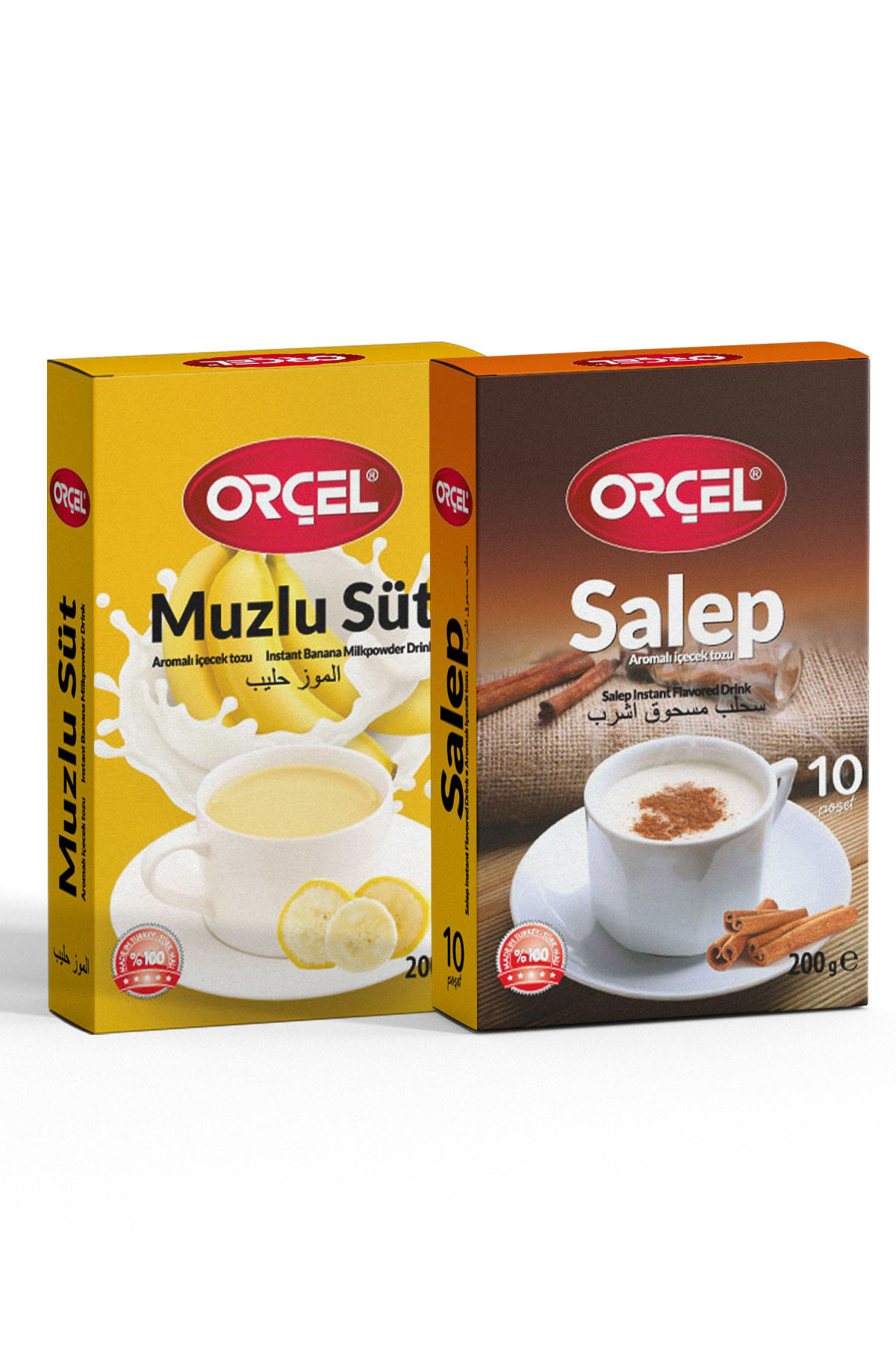 Orçel Sahlep + Muzlu Süt Aromalı İçecek Tozu Oralet Çay 2x200gr.