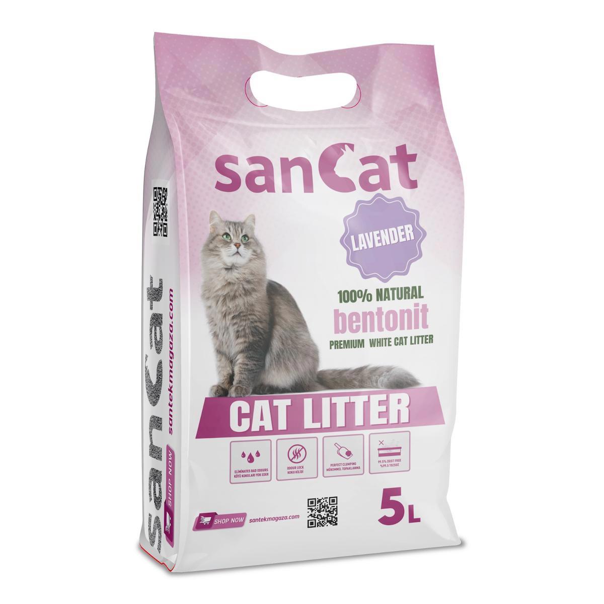 SANCAT Lavanta Kokulu Premium Beyaz Kedi Kumu 5 Lt.