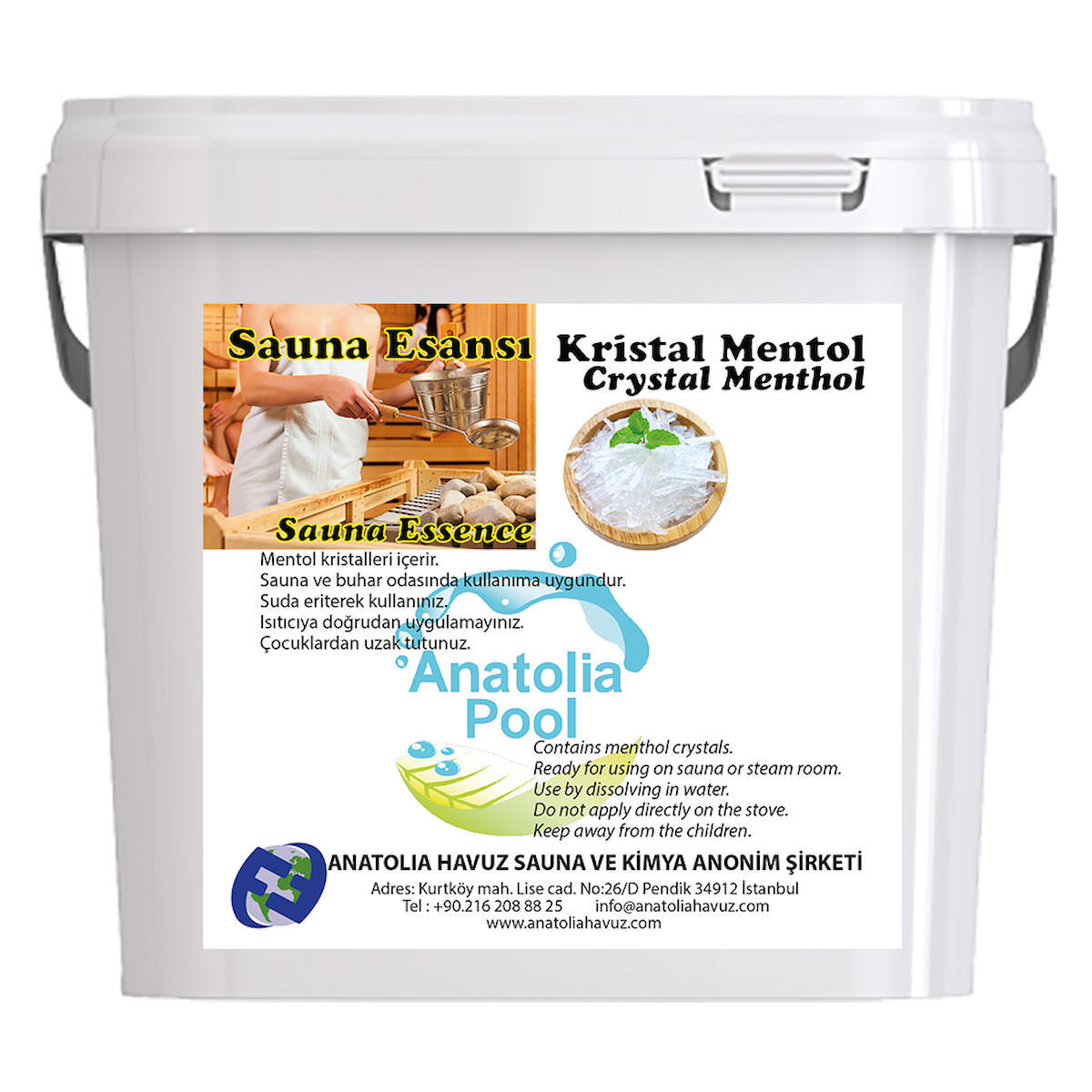 Anatolia Pool Sauna Buhar Esansı Kristal Mentol 5 Kg (Sauna Essence Menthol Crystal)