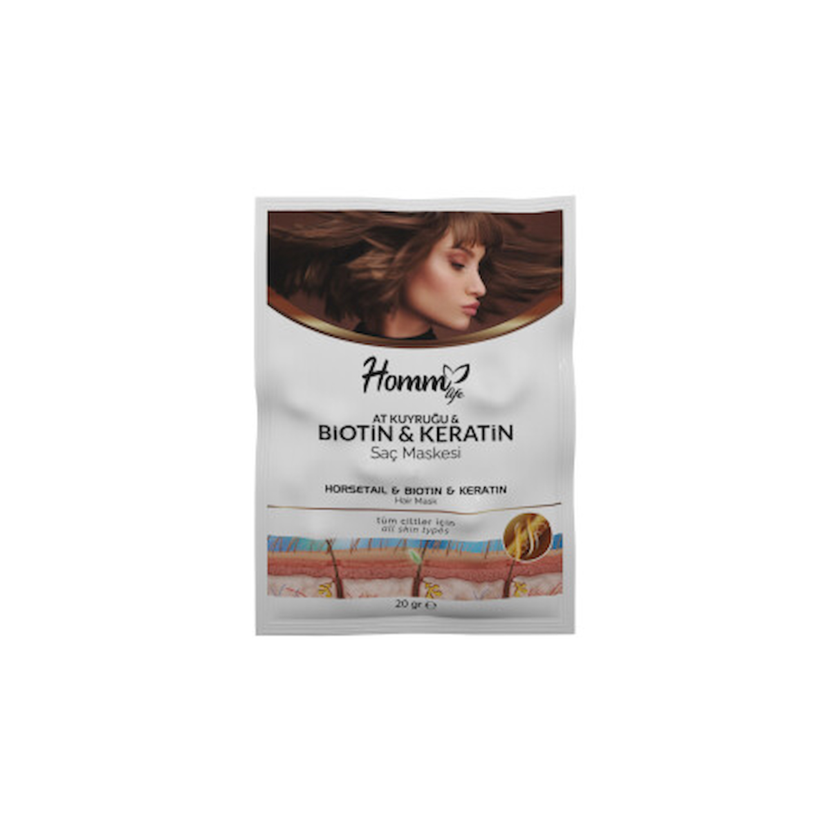 HOMM LİFE AT KUYRUĞU & BiOTiN & KERATIN SAÇ MASKESİ 20 gr. 