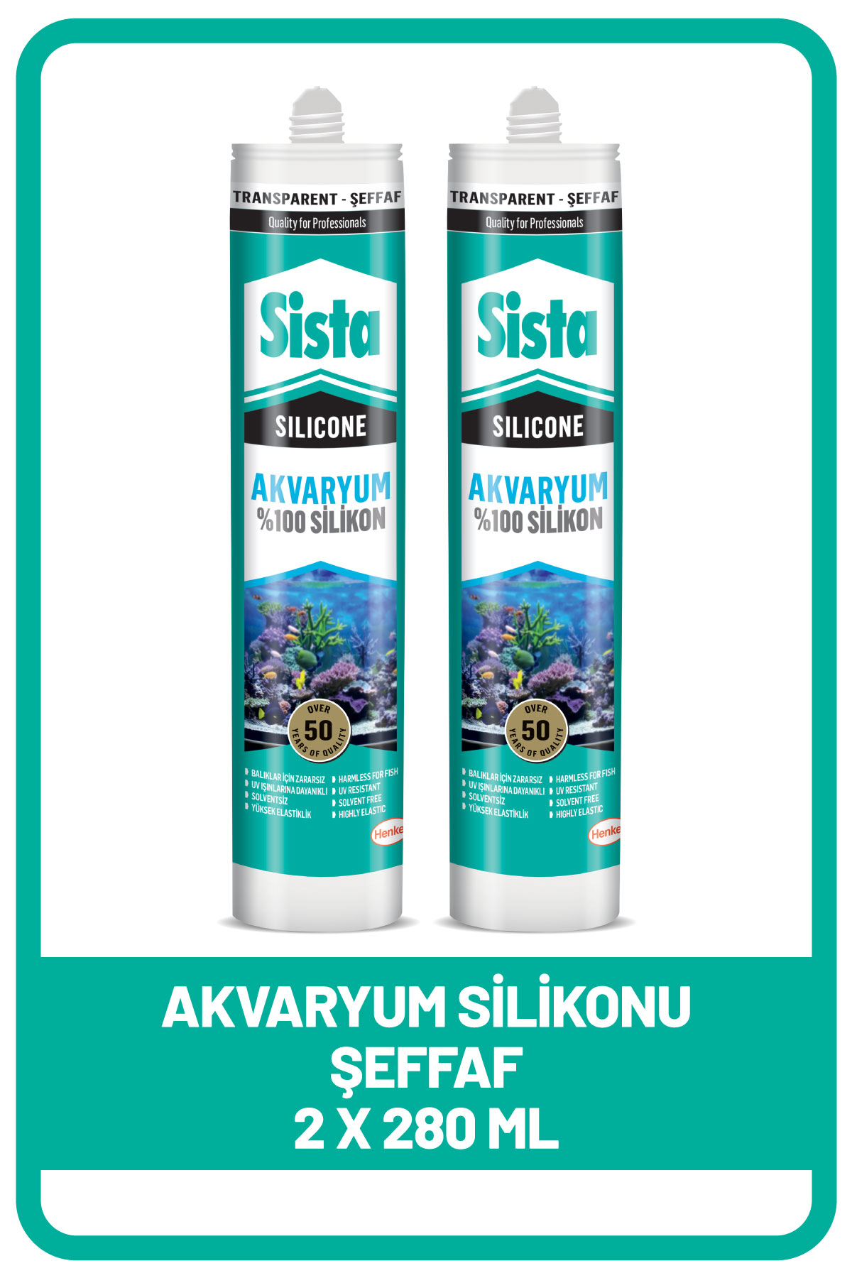 Sista Akvaryum Silikonu Şeffaf, 280 ml x 2 Adet