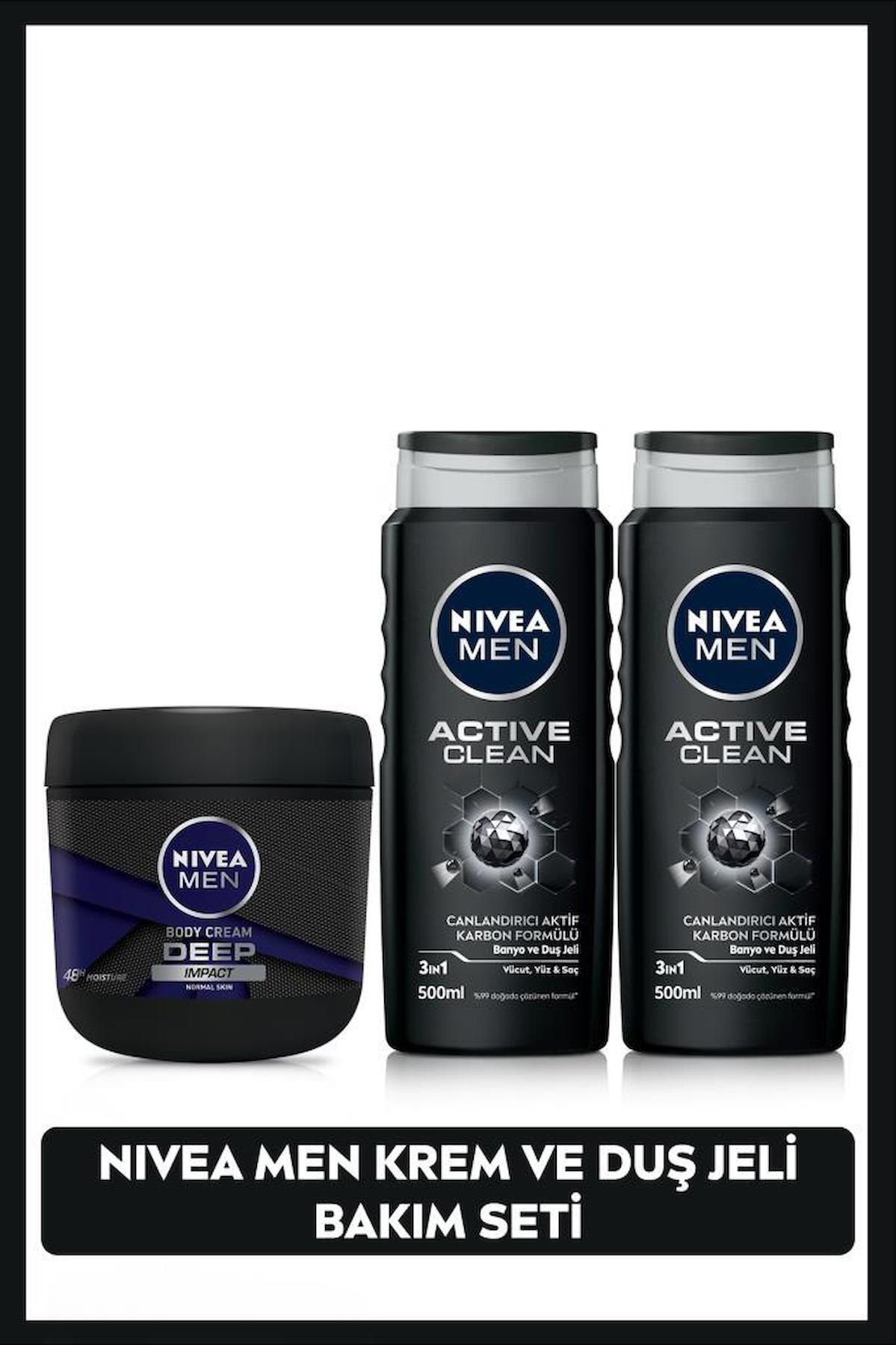 MEN Active Clean Erkek Duş Jeli 500ml X2 Adet ve MEN Deep Impact Nemlendirici El Vücut Kremi 400ml