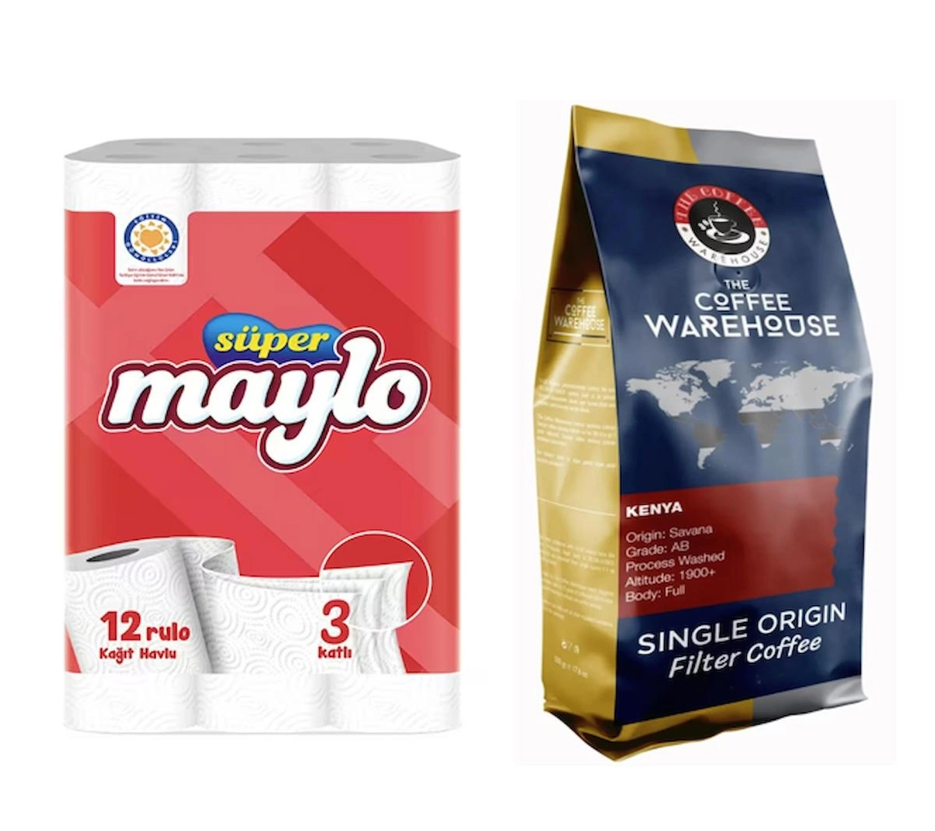 Maylo 12'lik Kağıt Havlu ve The Coffee Warehouse 200 gr Kenya Filtre Kahve