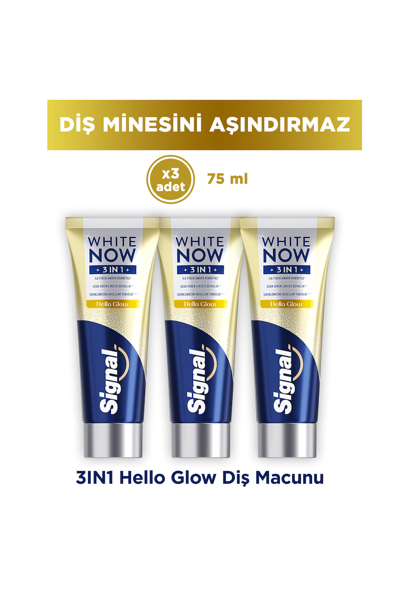Signal White Now Diş Macunu 3 in 1 Ekstra Işıltı 75 ml x3