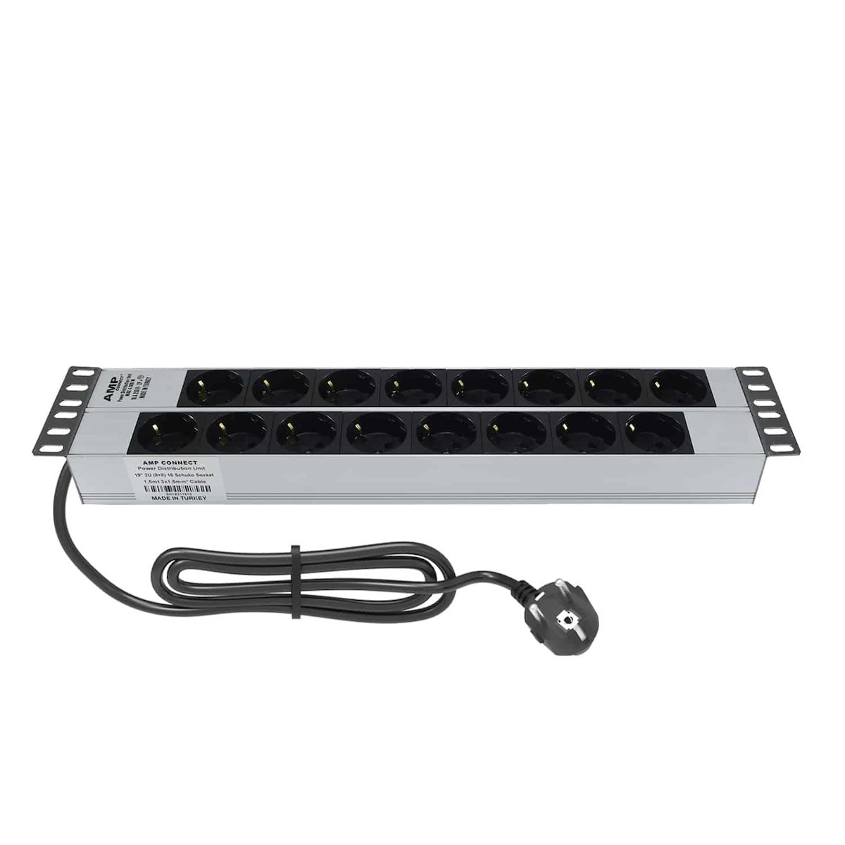 AMP CONNECT 19"2U 16'lı Schuko Direkt Bağlantılı Kabinet Grup Prizi (PDU)-16A 