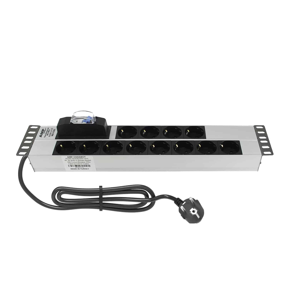 AMP CONNECT 19" 2U 12'li Schuko Sigortalı Kabinet Grup Prizi (PDU)-16A 