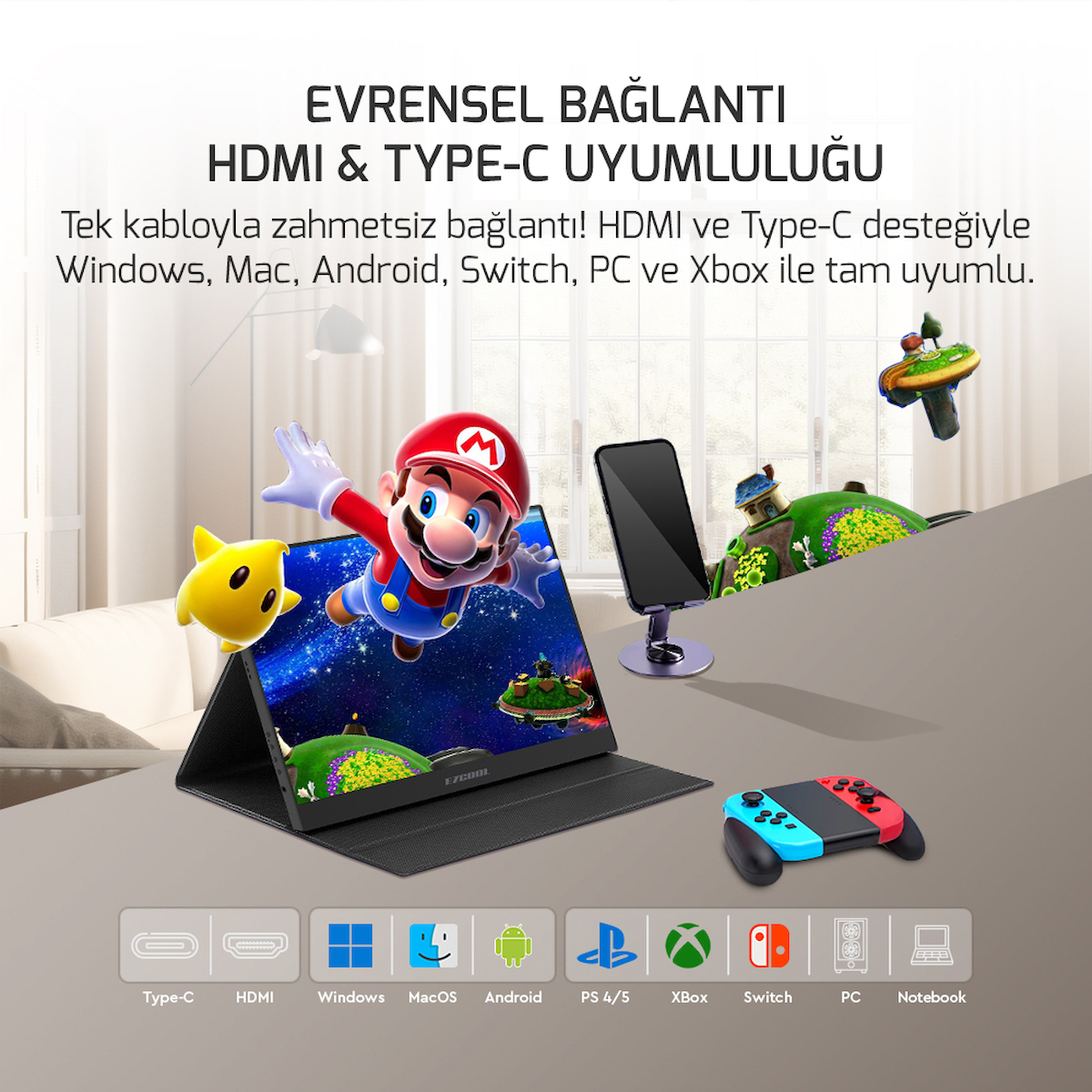 LITE E15 15,6’’ 60HZ FHD PORTABLE TAŞINABİLİR MONİTÖR (SIFIR ÖLÜ PİKSEL GARANTİLİ)