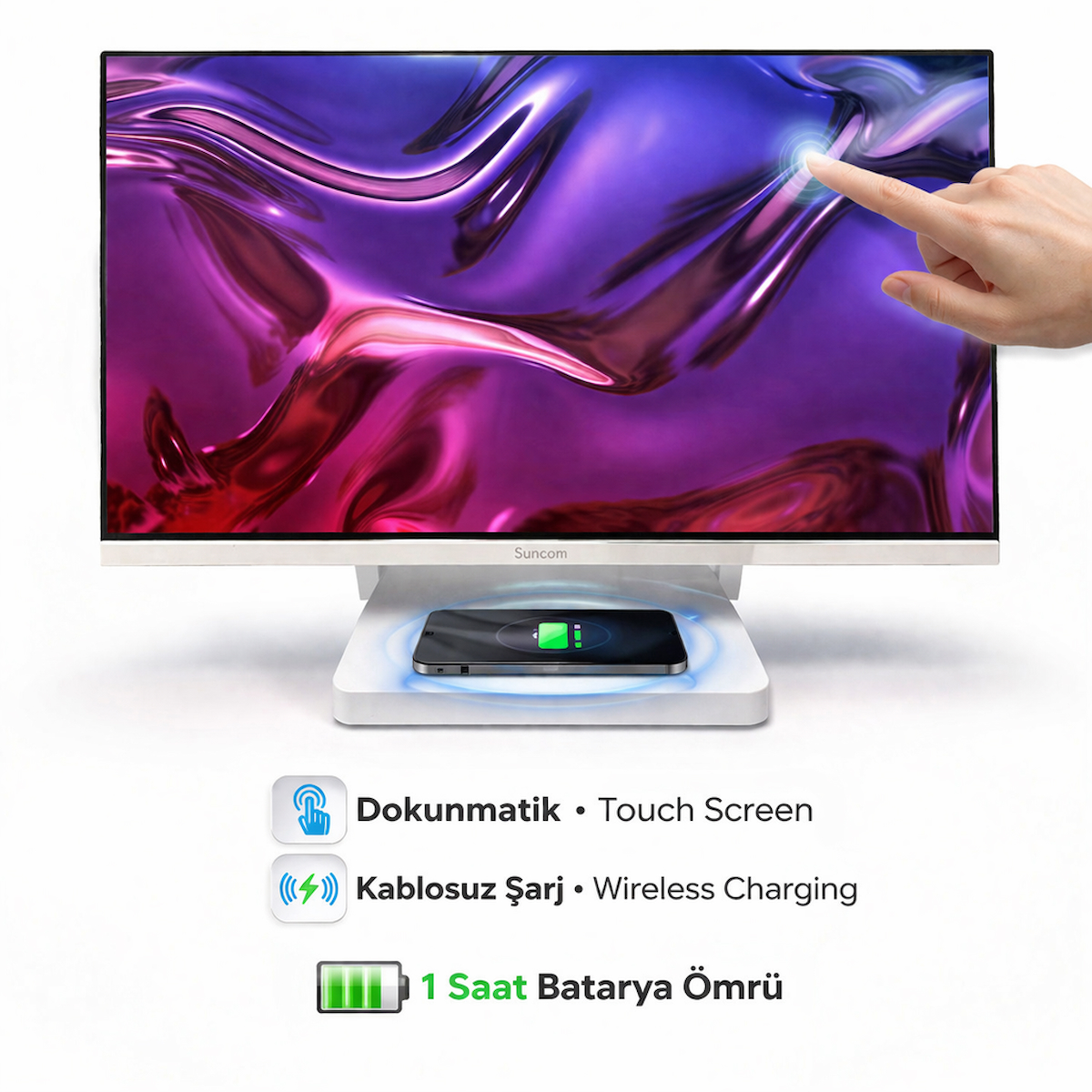 Suncom SCA-132T Intel Core i7 16GB 512GB SSD 27″ Dokunmatik All in One Bilgisayar Beyaz