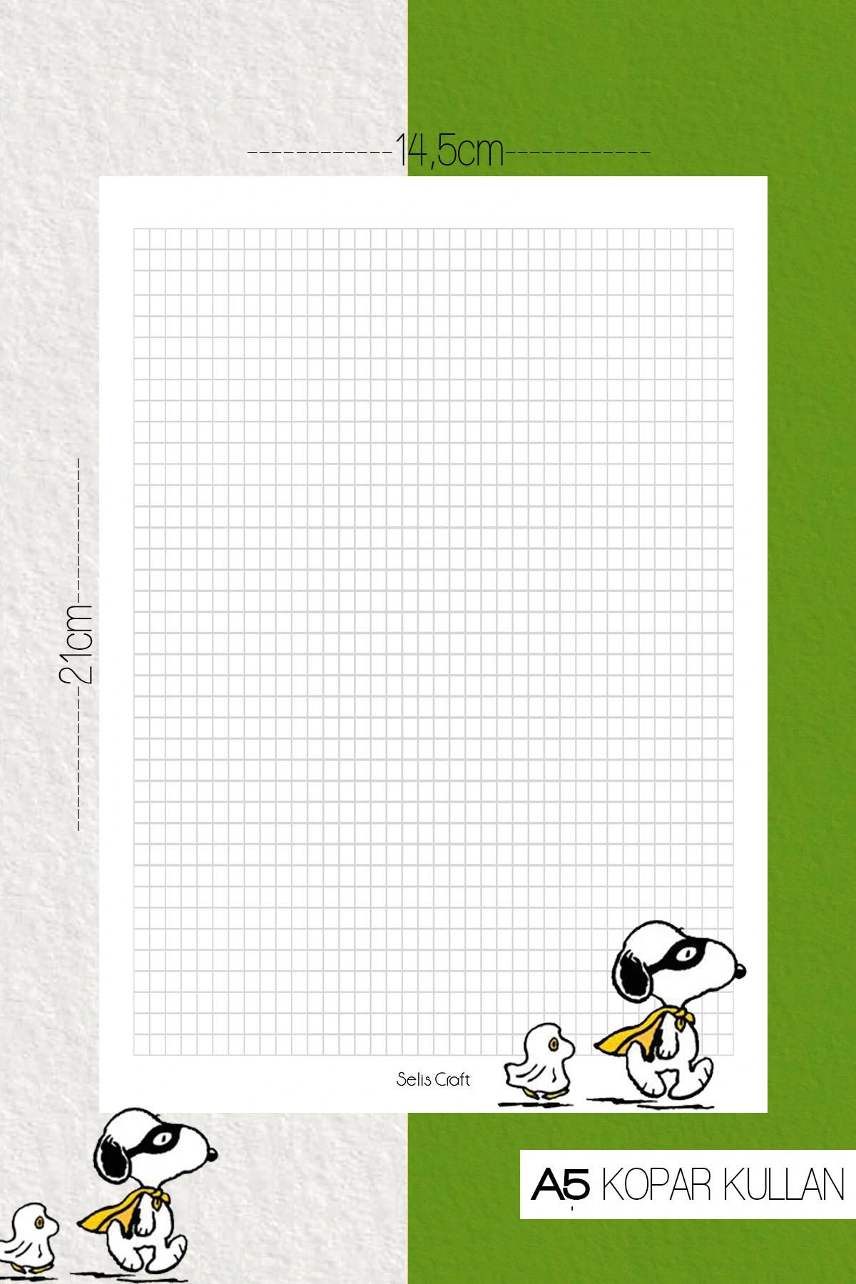 Snoopy Desenli Kareli Notepad 02 Günlük Planlayıcı, Defter, To Do List, Not Defteri, Ajanda