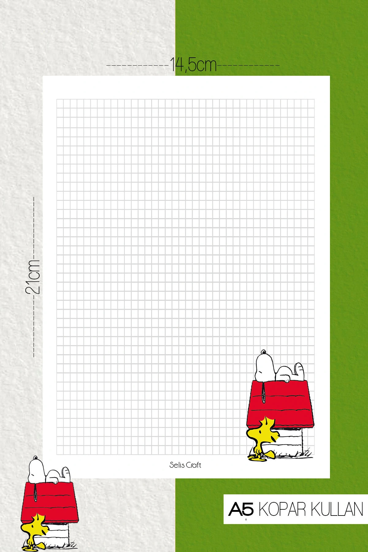 Snoopy Desenli Kareli Notepad 04 Günlük Planlayıcı, Defter, To Do List, Not Defteri, Ajanda