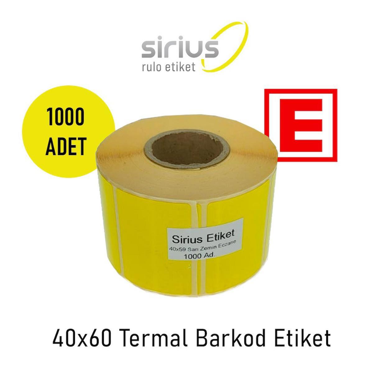 40x60 SARI ZEMİN TERMAL ECZACI ETİKETİ (1 RULO 1000 ad)