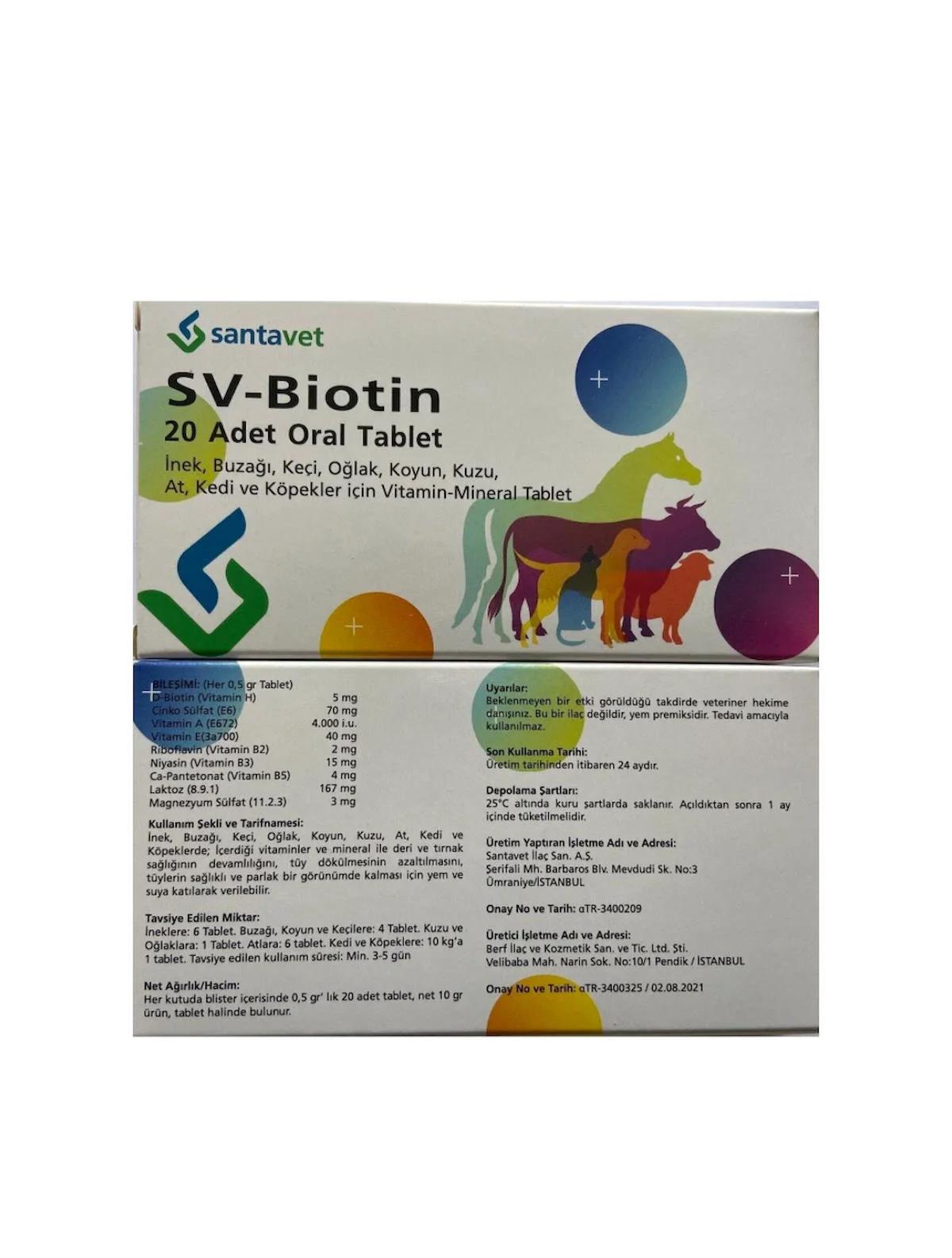 Sv Biotin Tablet Tüy Dökülmesi önleyici Kedi Köpek At