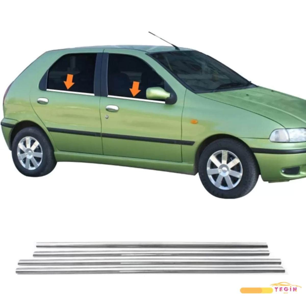 Fiat Palio Palio HB 3D 1998-2011 Cam Çıtası 4 Parça Paslanmaz Çelik