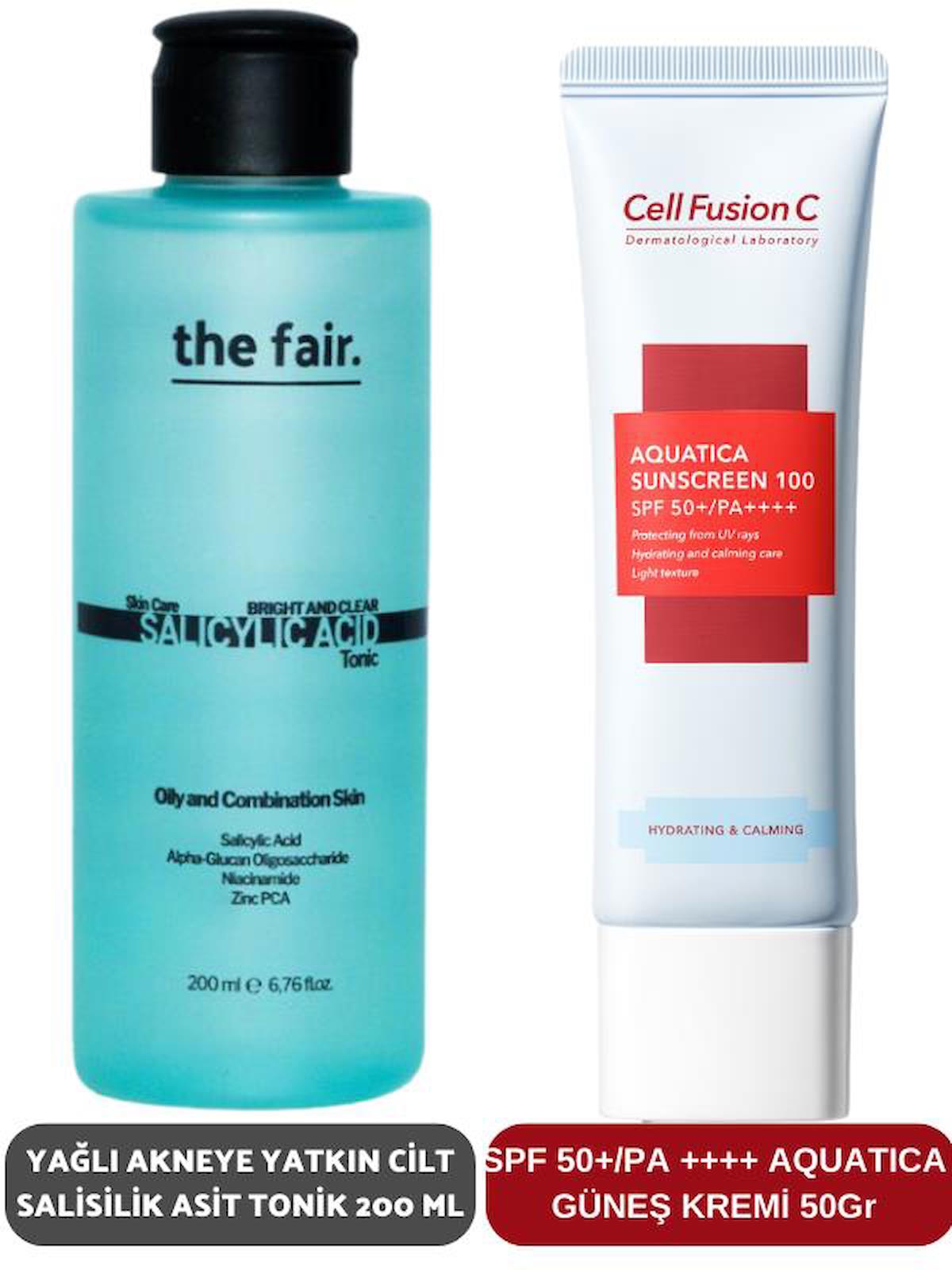 the fair. Yağlı Akneye Yatkın Cilt Salisilik Asit Tonik 200 ml ve SPF 50+/PA Aquatica Güneş Kremi 50 ml