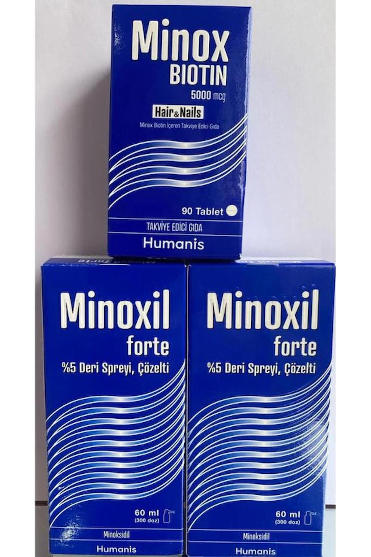 Minoxil Forte % 5  x2 adet Minox Biotin Hediyeli