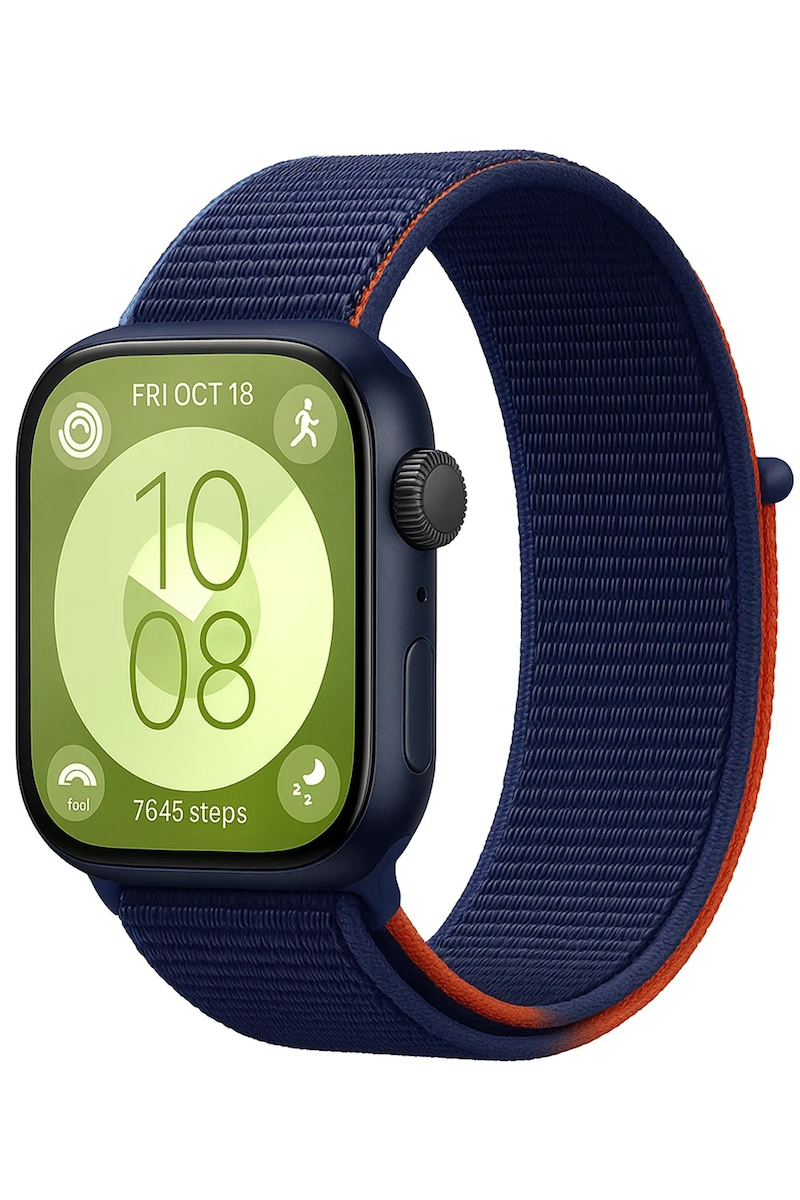 Huawei Fit Hasırlı Cırtcırtlı Kordon – Lacivert-Turuncu