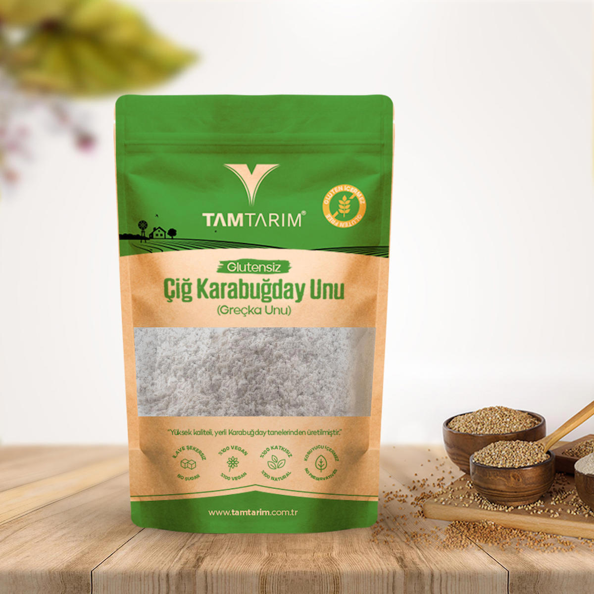 Glutensiz Yerli Çiğ Karabuğday Unu 1 KG