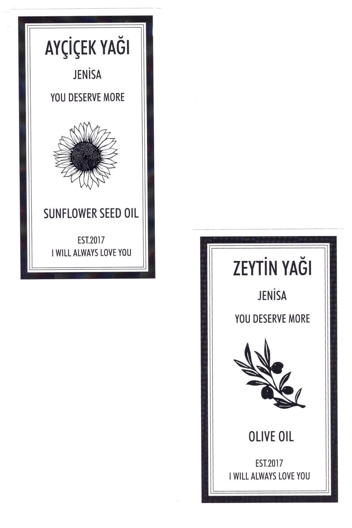 2 Adet Yağdanlık Yağlık Sticker Ayçiçek Zeytinyağı Siyah Beyaz Etiket