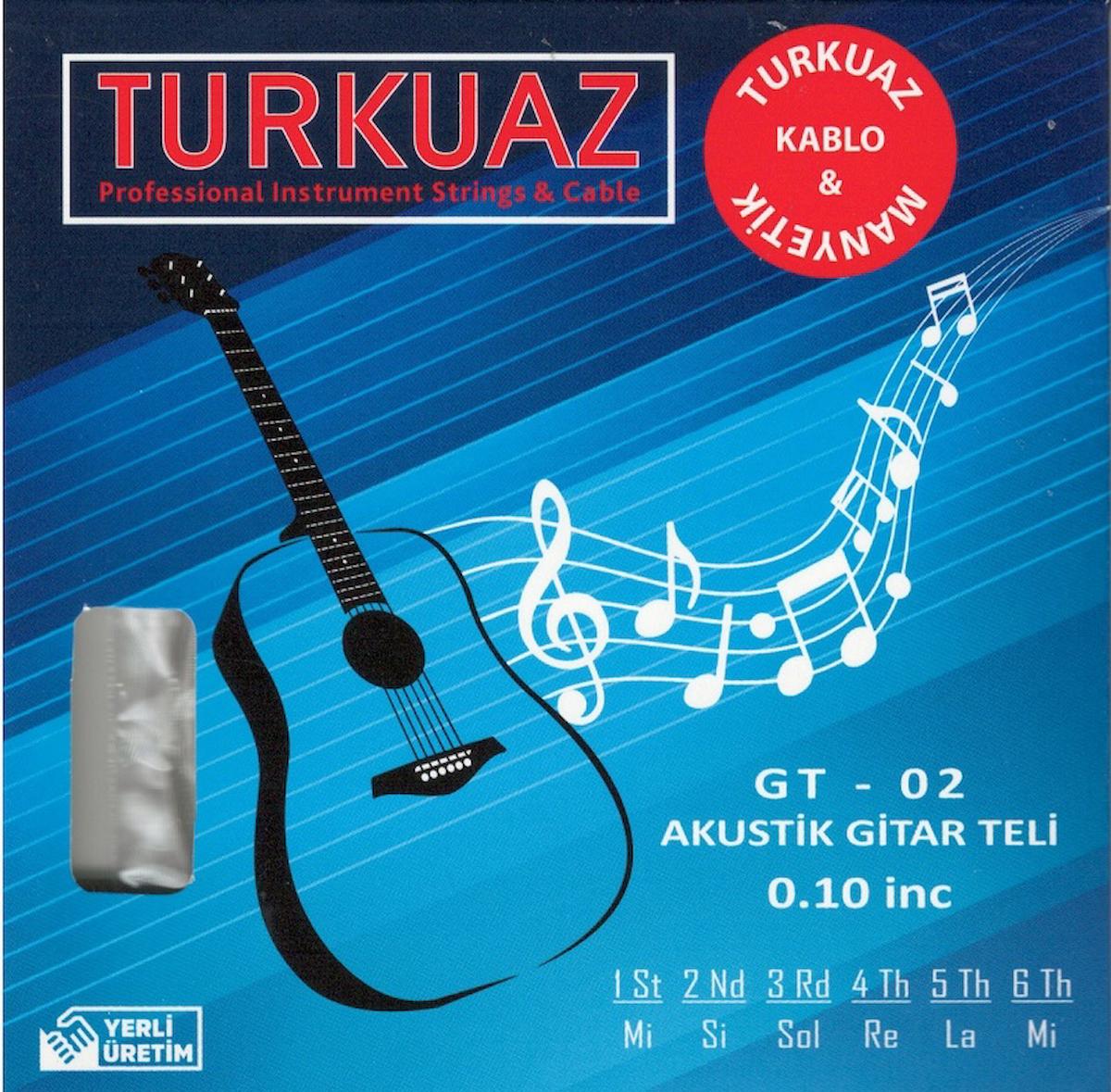 Turkuaz GT-02 Takım Tel Akustik Gitar Teli 010