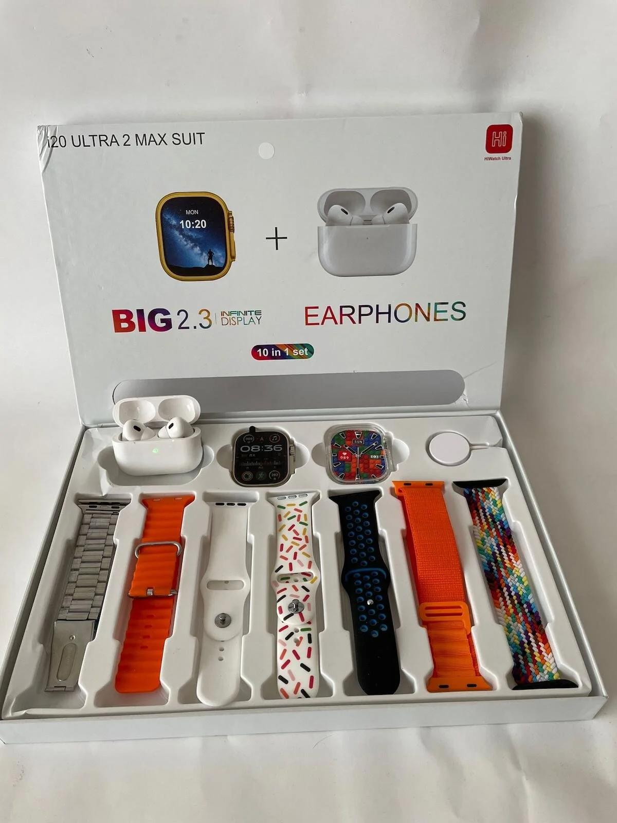 i20 Ultra MAX 2 Suit Akıllısaat + Şeffaf Ekran Korumalı Airpod Kulaklık hediyeli akıllı Saat