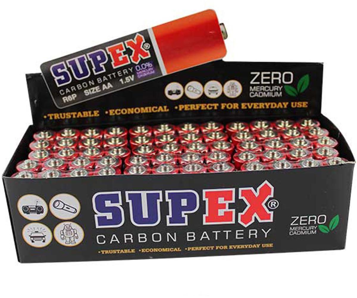 SUPEX R6 1.5 VOLT ÇİNKO KARBON AA KALEM PİL (60LI PAKET FİYATI)