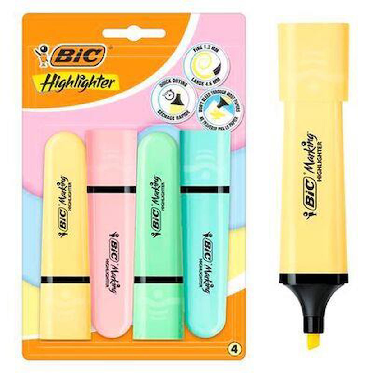 Bic Marking Flat Highlighter 4Lü Blister Pastel