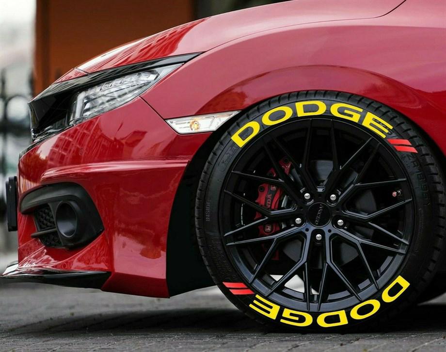 Dodge Sarı Kalıcı Lastik Yazısı Dodge Sticker 4 Kit