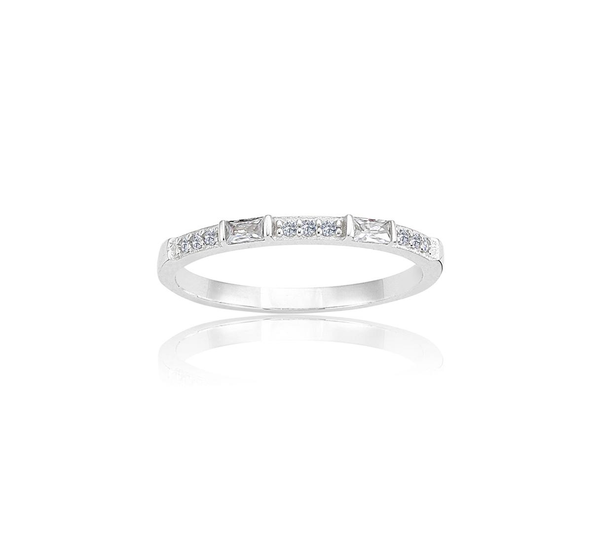 0,10CT Baget 0,18CT Pırlanta(Signity Swarovski)Taşlı Sıralı 925 Ayar Gümüş Alyans-Hediye Gümüş Yüzük