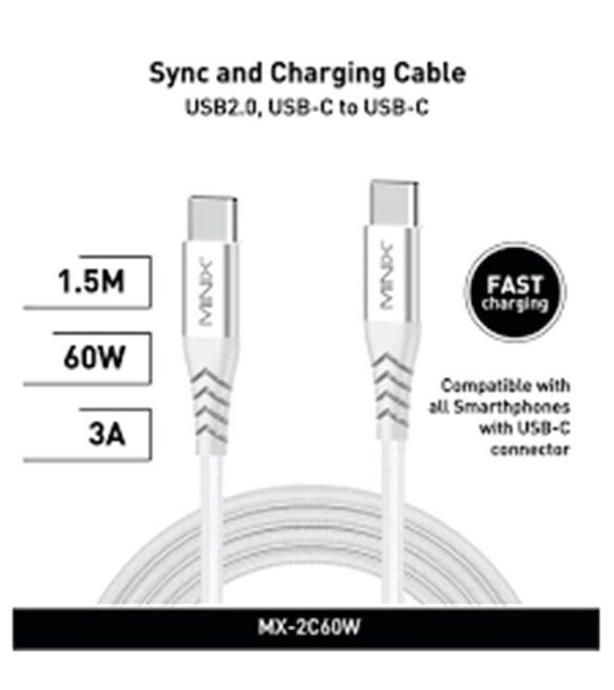 Minix MX-2C60W USB-C to USB-C 150cm Beyaz Kablo