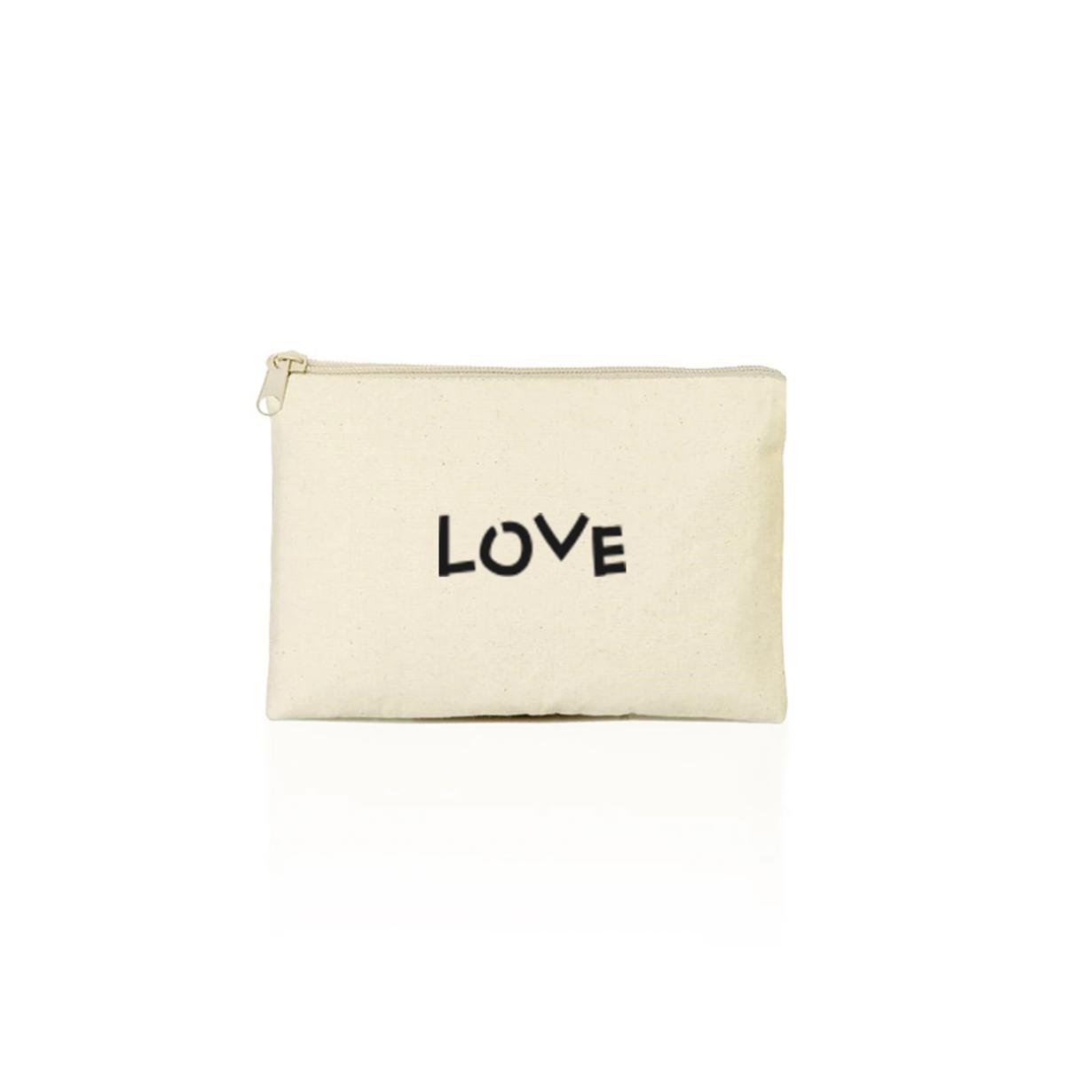 Love Baskılı Clutch Makyaj Çantası