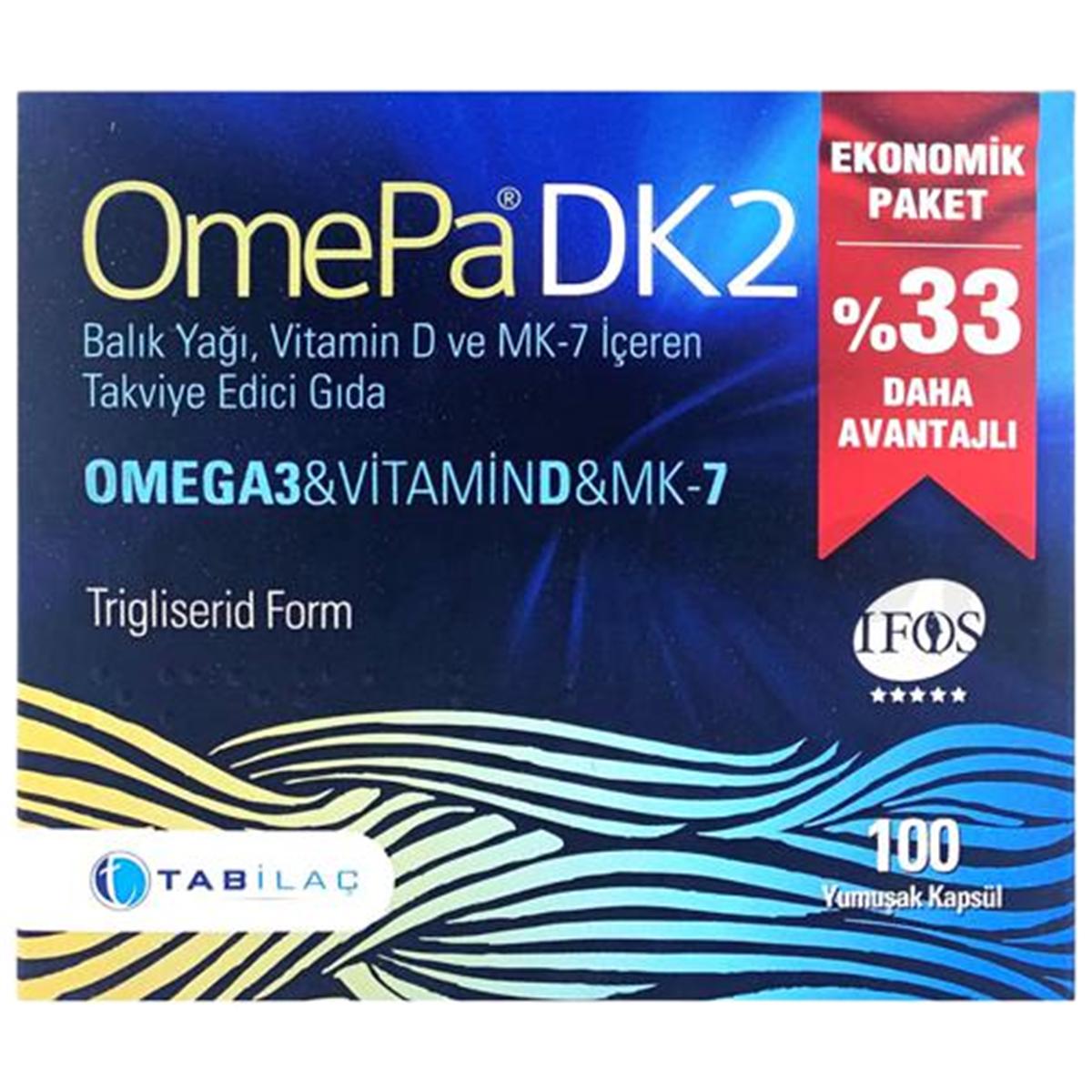 Omepa DK2 Omega 3 & Vitamin D & MENAQ7 100 Yumuşak Kapsül