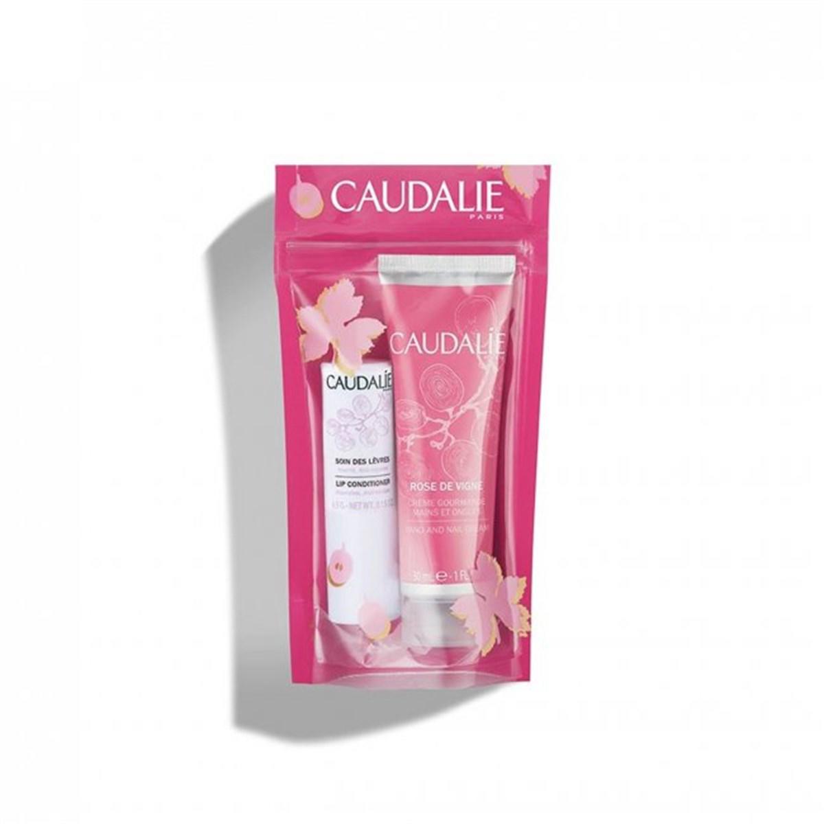 Caudalie Rose De Vigne Hand And Nail Cream 30Ml + Lip Conditioner