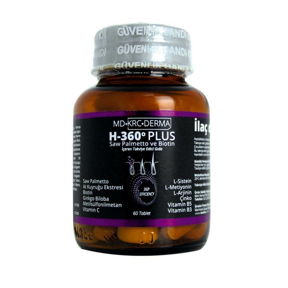 Hair 360 Plus Saw Palmetto ve Biotin 60 Tablet