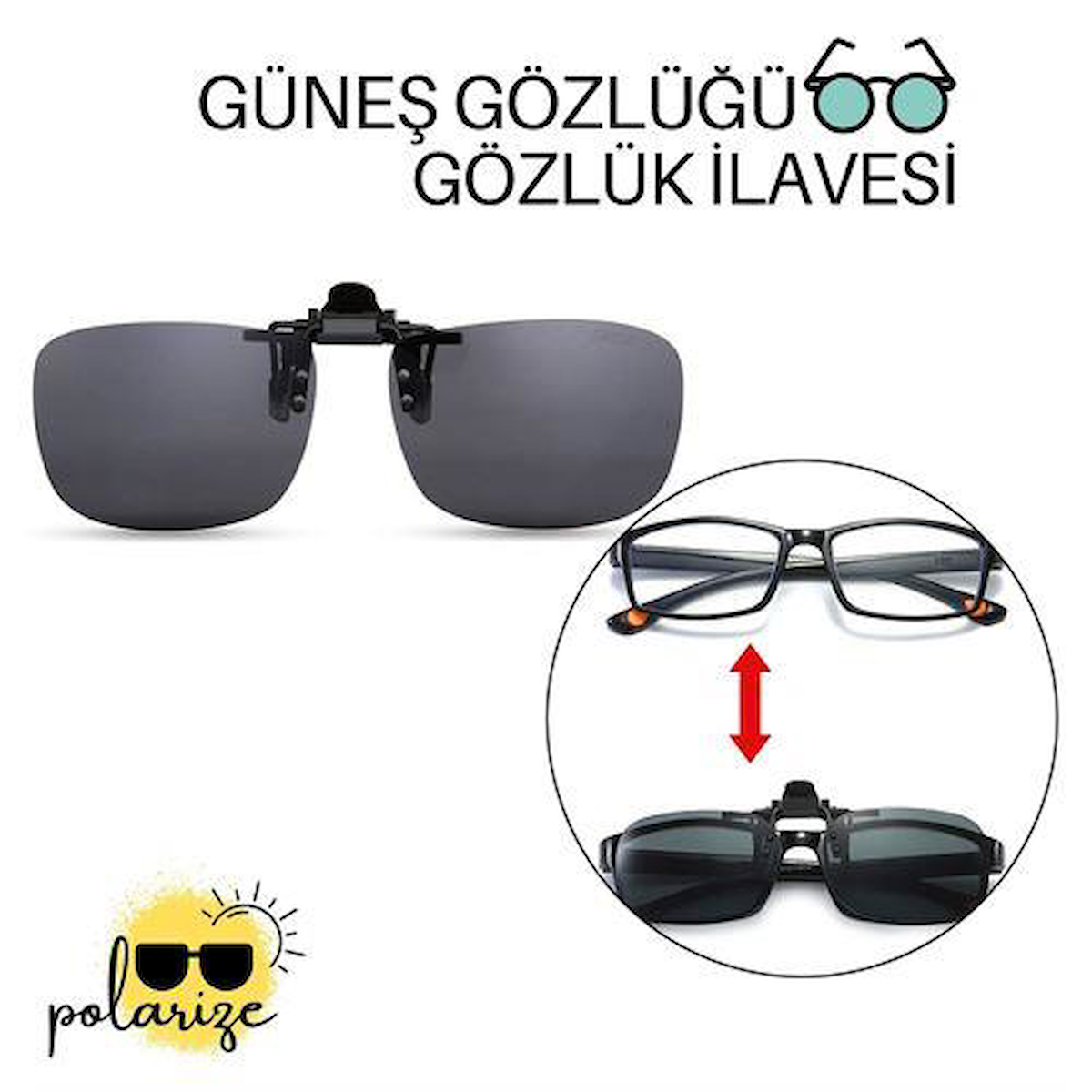 ModaCar Güneş Gözlüğü Gözlük İlavesi Clip-On Polarize 