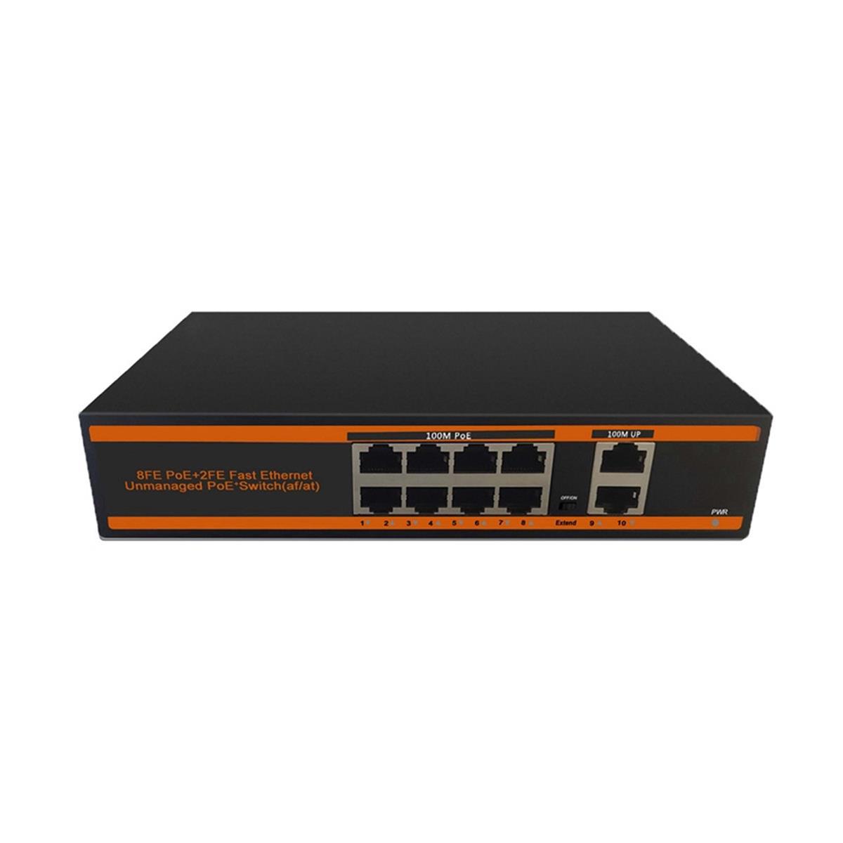 Novacom ND1P802LF 8 Port 10/100 Poe 2 Port Uplink Switch 150W