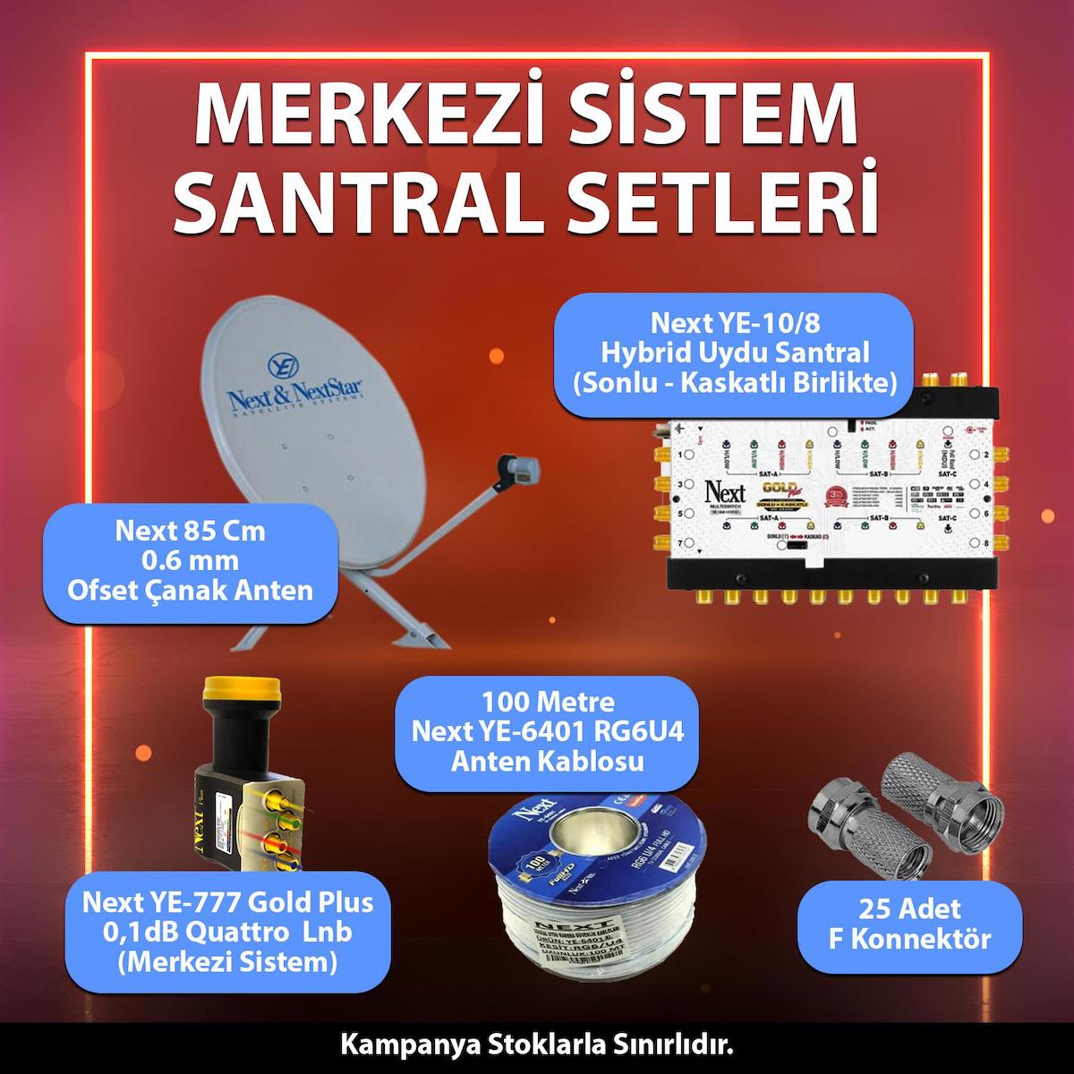 Merkezi Sistem Santral Seti 85 Cm Çanak 10/8 Multiswitch Santral