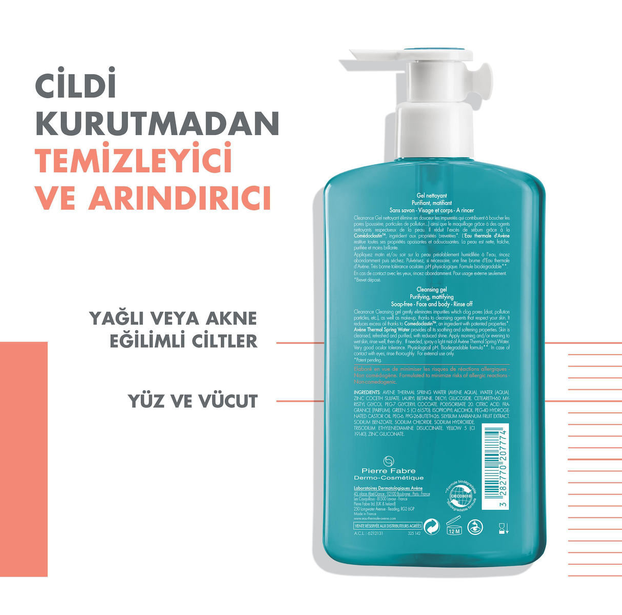 Avene Cleanance Yağlı ve Akneye Eğilimli Ciltler için Matlaştırıcı Temizleme Jeli 400 ml