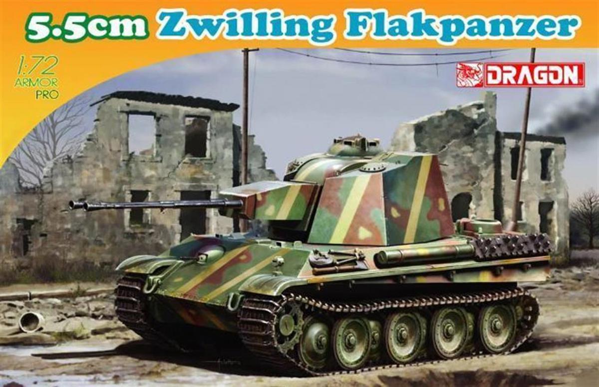 Dragon 7488 1/72 Ölçek 5.5cm Zwilling Uçaksavar Tankı Plastik Model Kiti