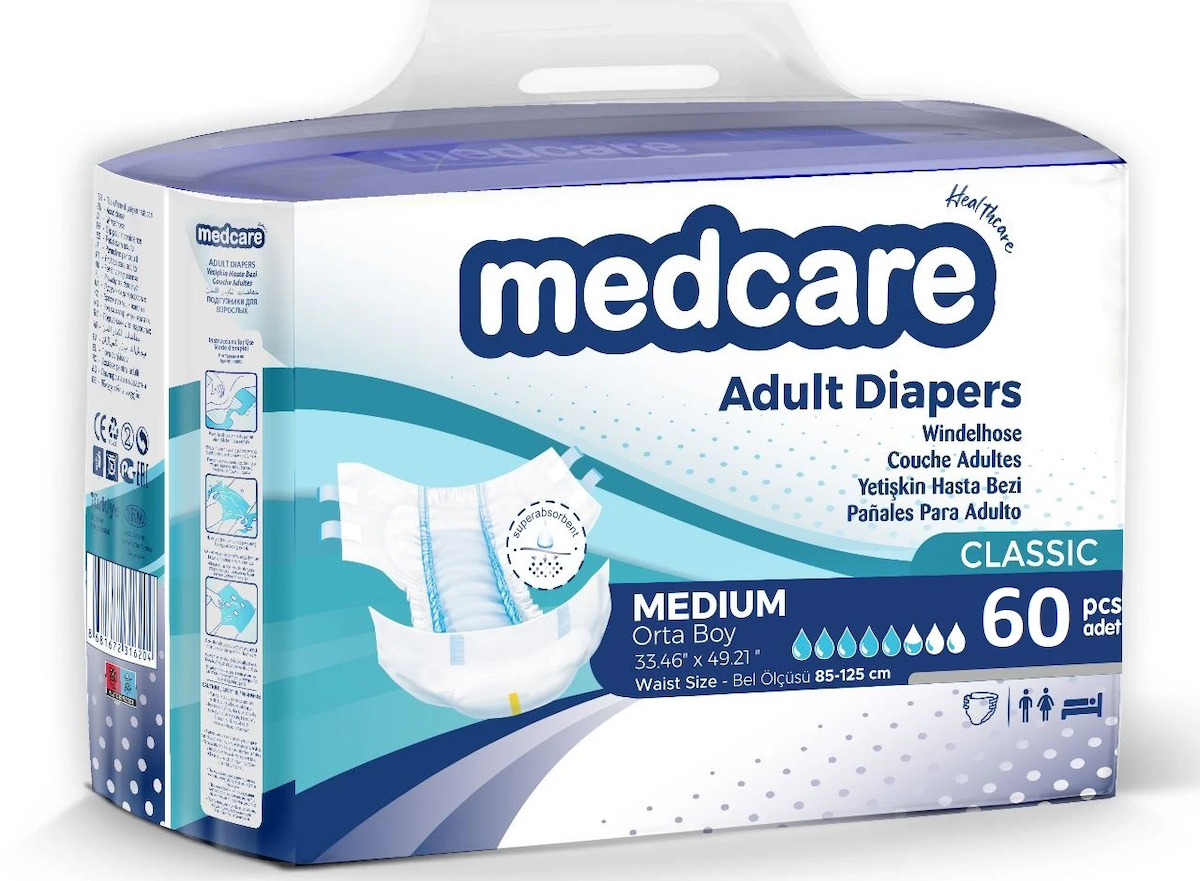 Medcare Belbantlı Classic Hasta Bezi 60 Adet Medium