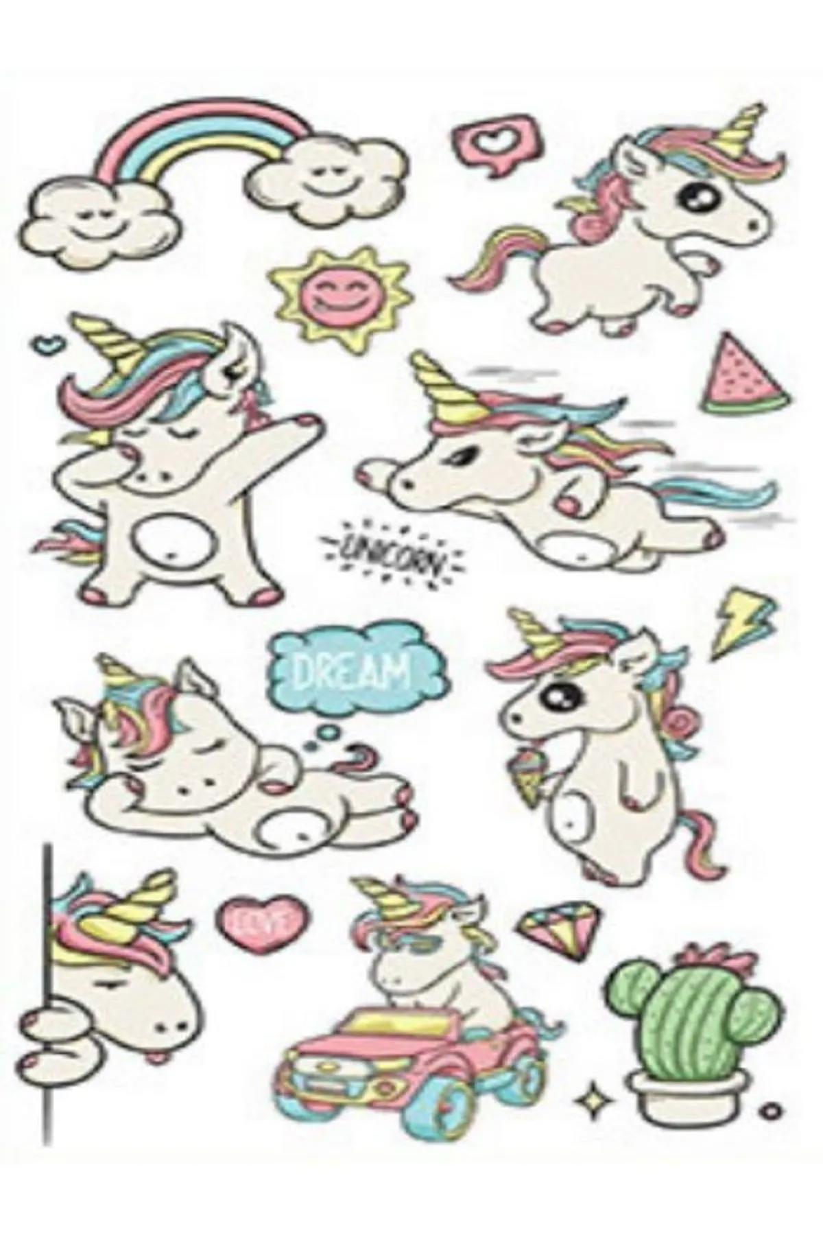 Unicorn U3 Bebek Çocuk Sticker Etiket Makyaj Geçici Dövme