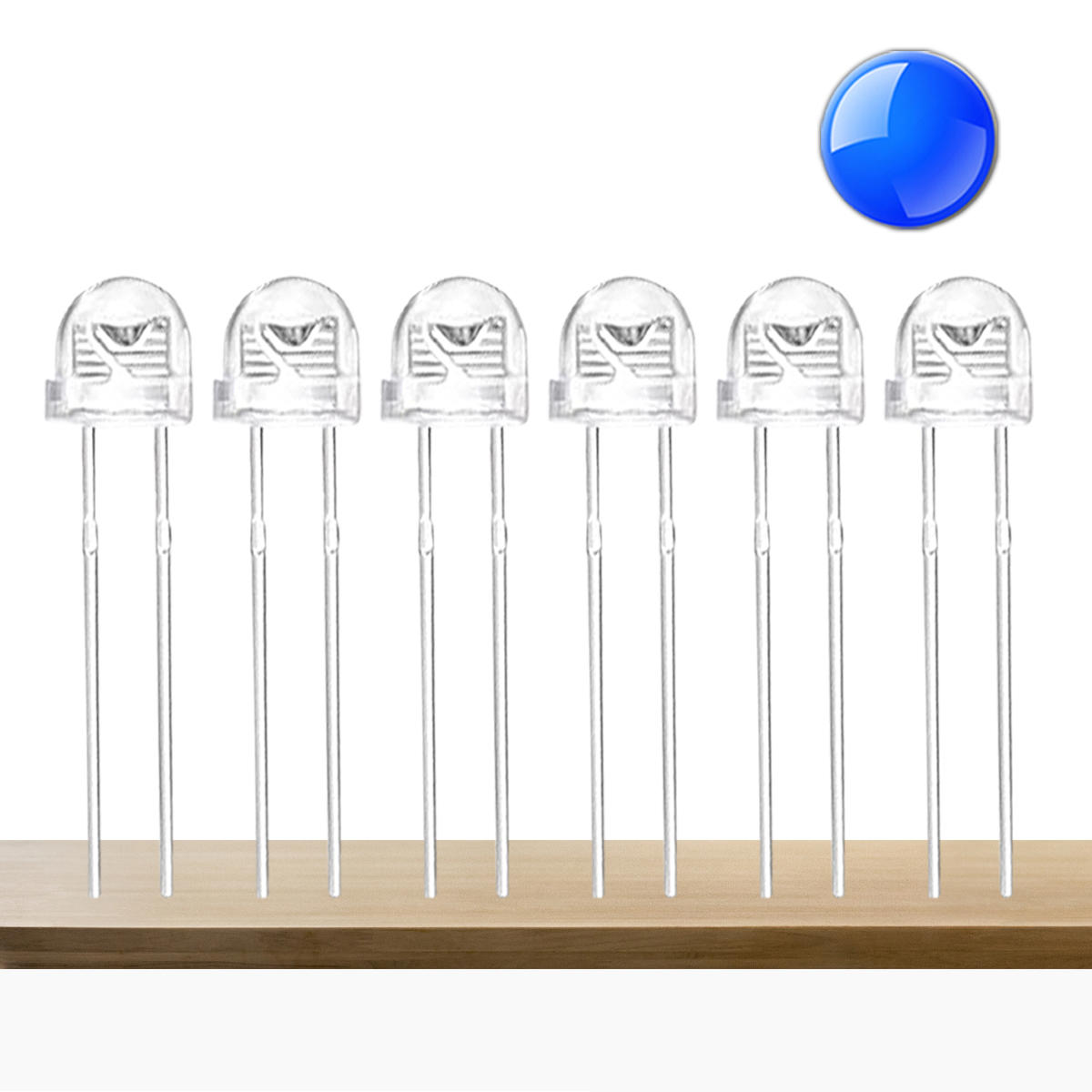 4.8mm Mavi Şeffaf Mantar Led (100 Adet)