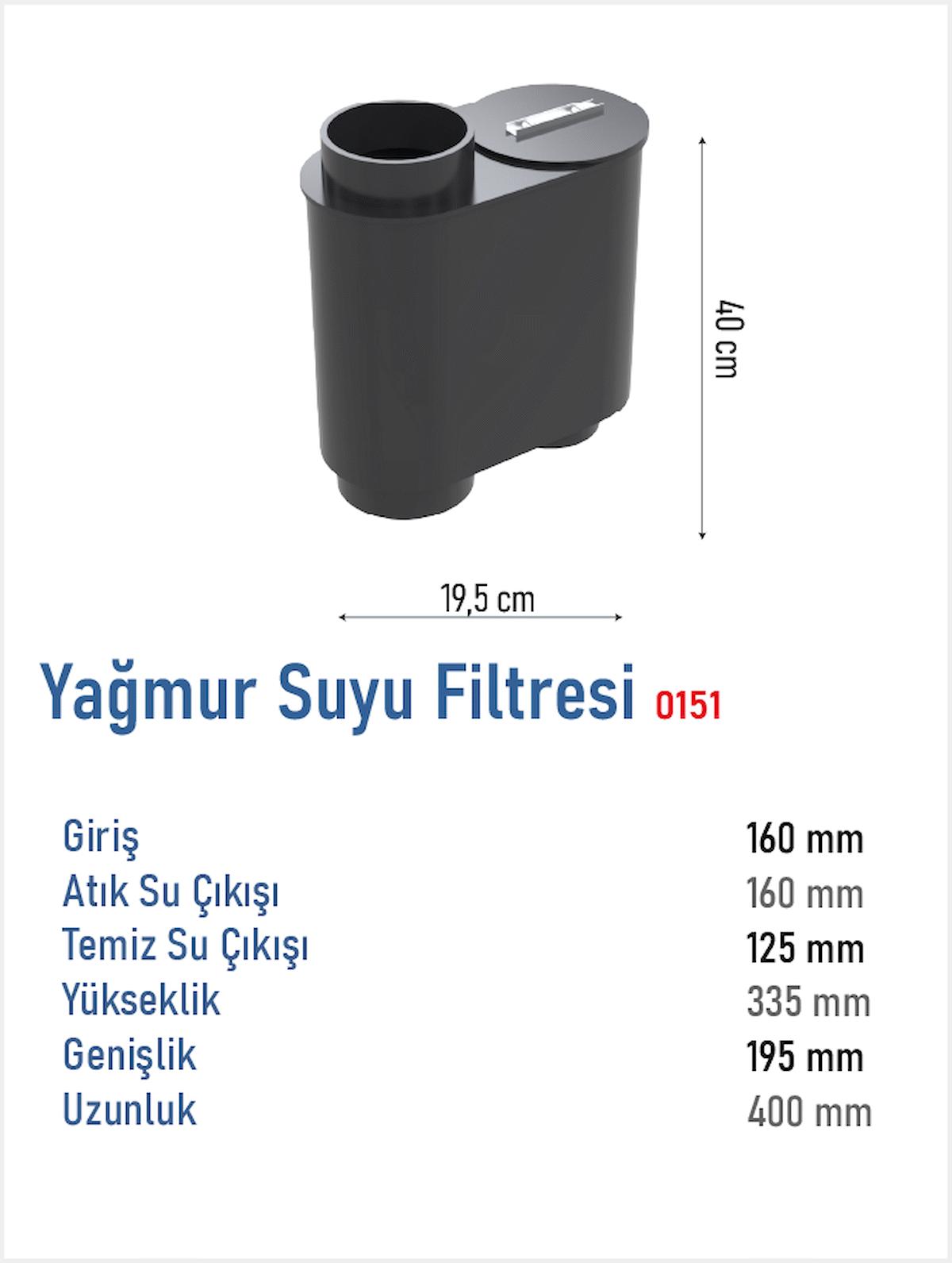 TankPlast Dikey İnişli Boru Tipi Yağmur Filtresi YFDI 0151