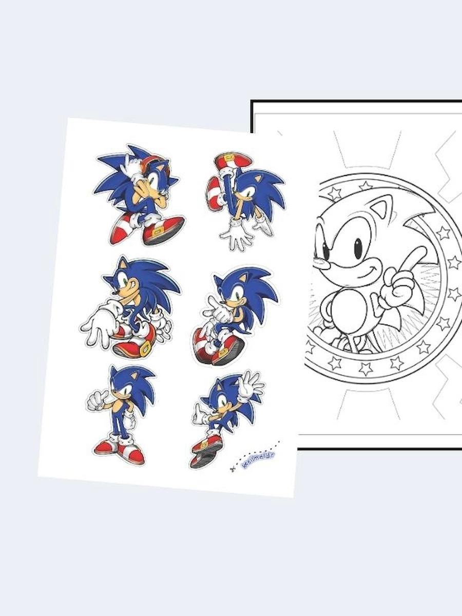  Sonic (Kirpi Sonik) Boyama Kitabı (20 Tam Sayfa), (Sticker Hediyeli)