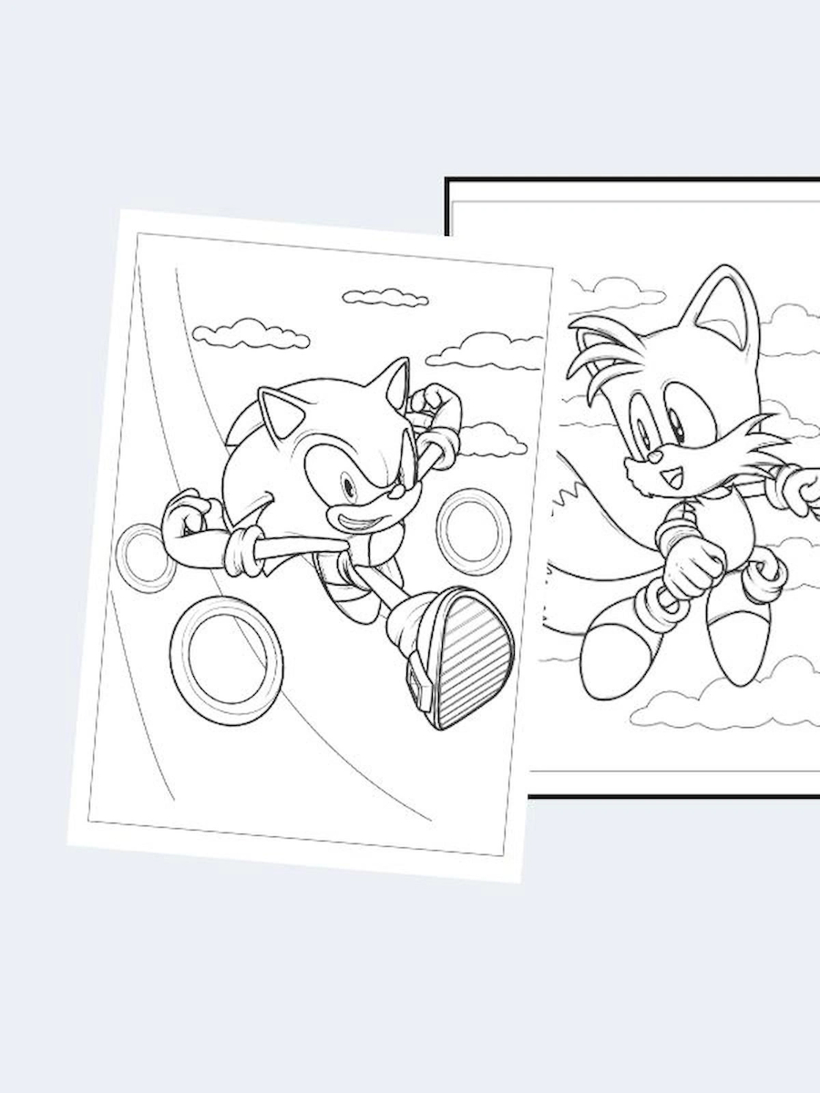  Sonic (Kirpi Sonik) Boyama Kitabı (20 Tam Sayfa), (Sticker Hediyeli)