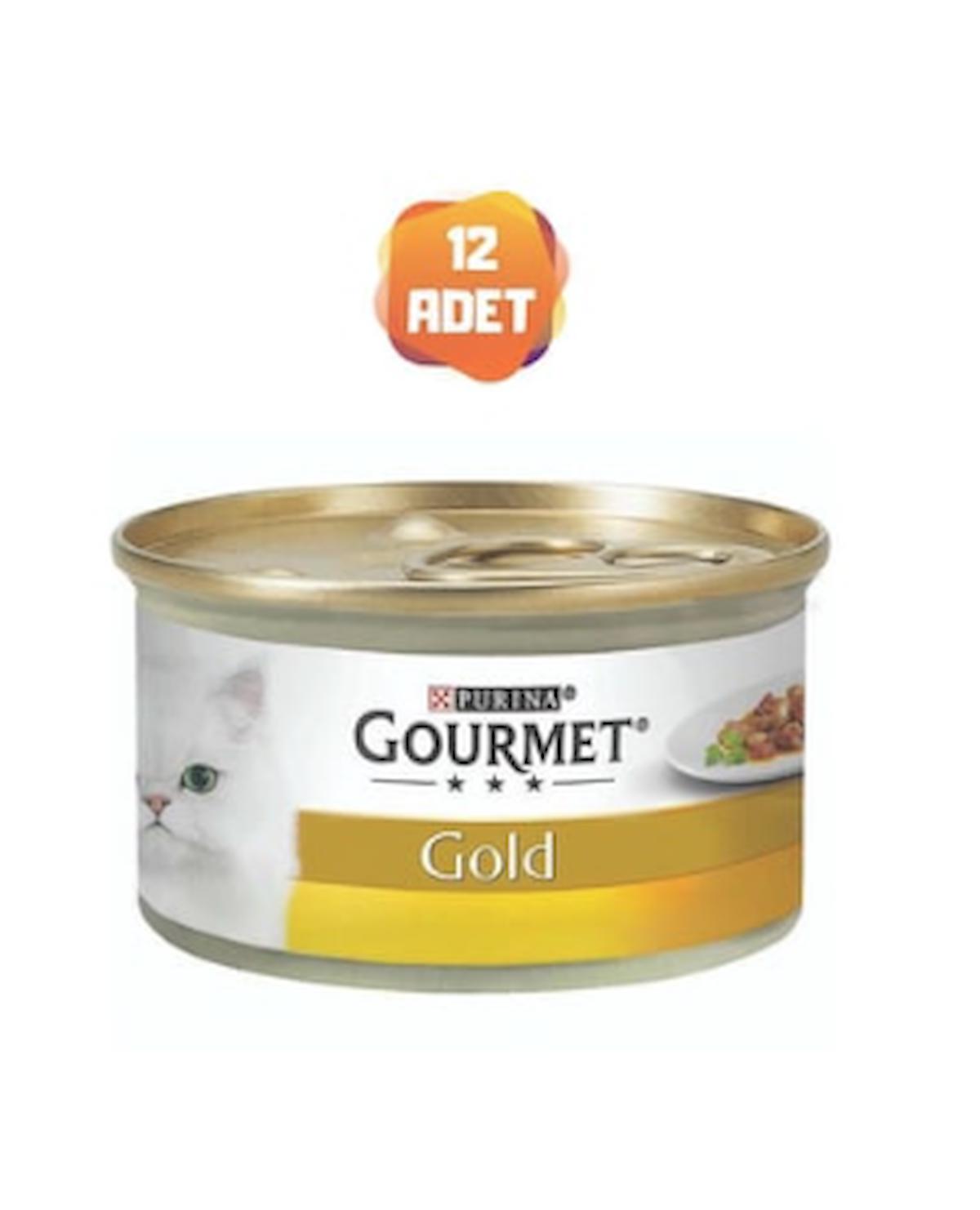 Gourmet Gold Parça Etli Soslu Somonlu Tavuklu Kedi Konservesi 85 Gr x 12 Adet