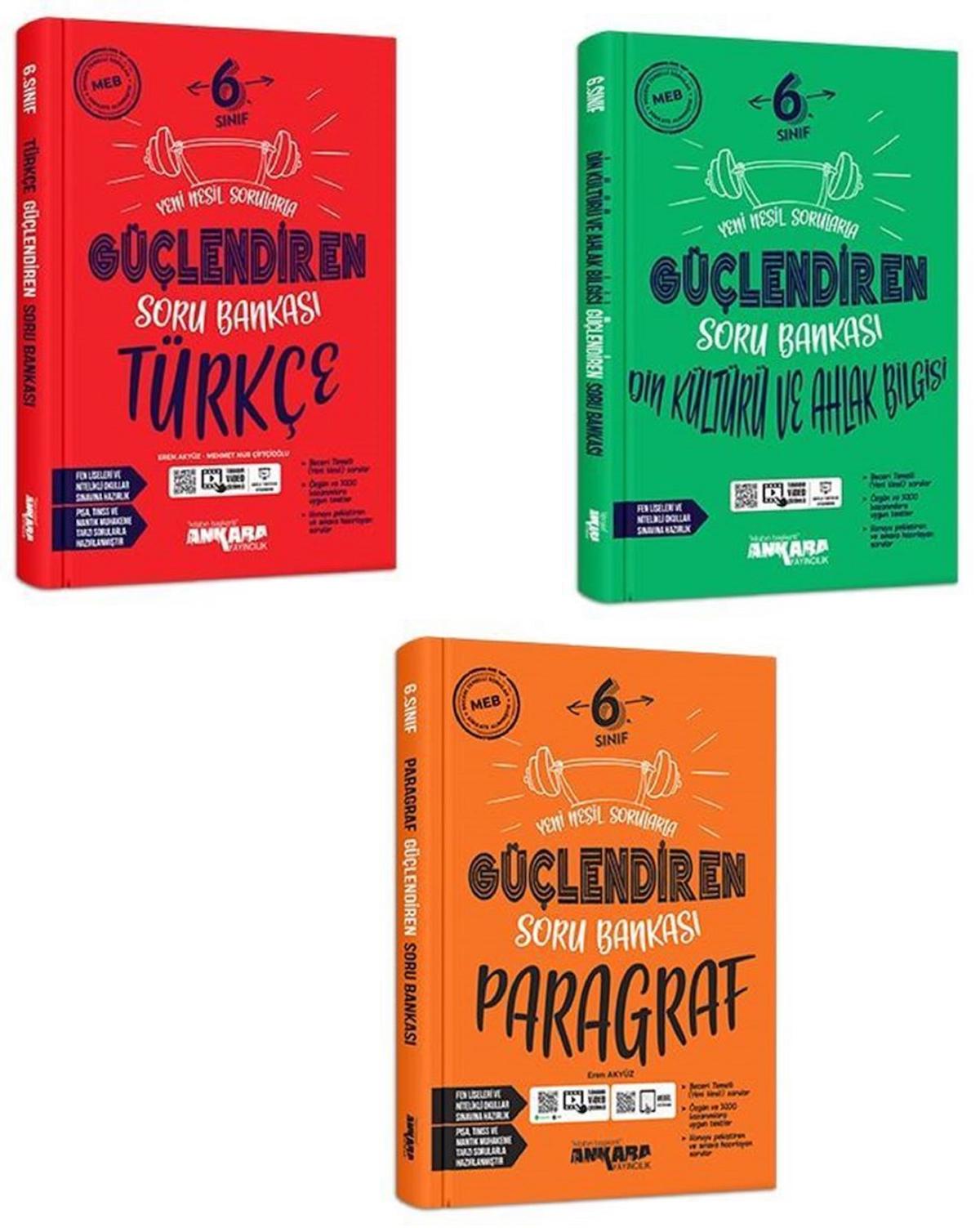 Ankara 6. Sınıf Türkçe + Paragraf + Din Güçlendiren Soru Seti 3 Kitap ...
