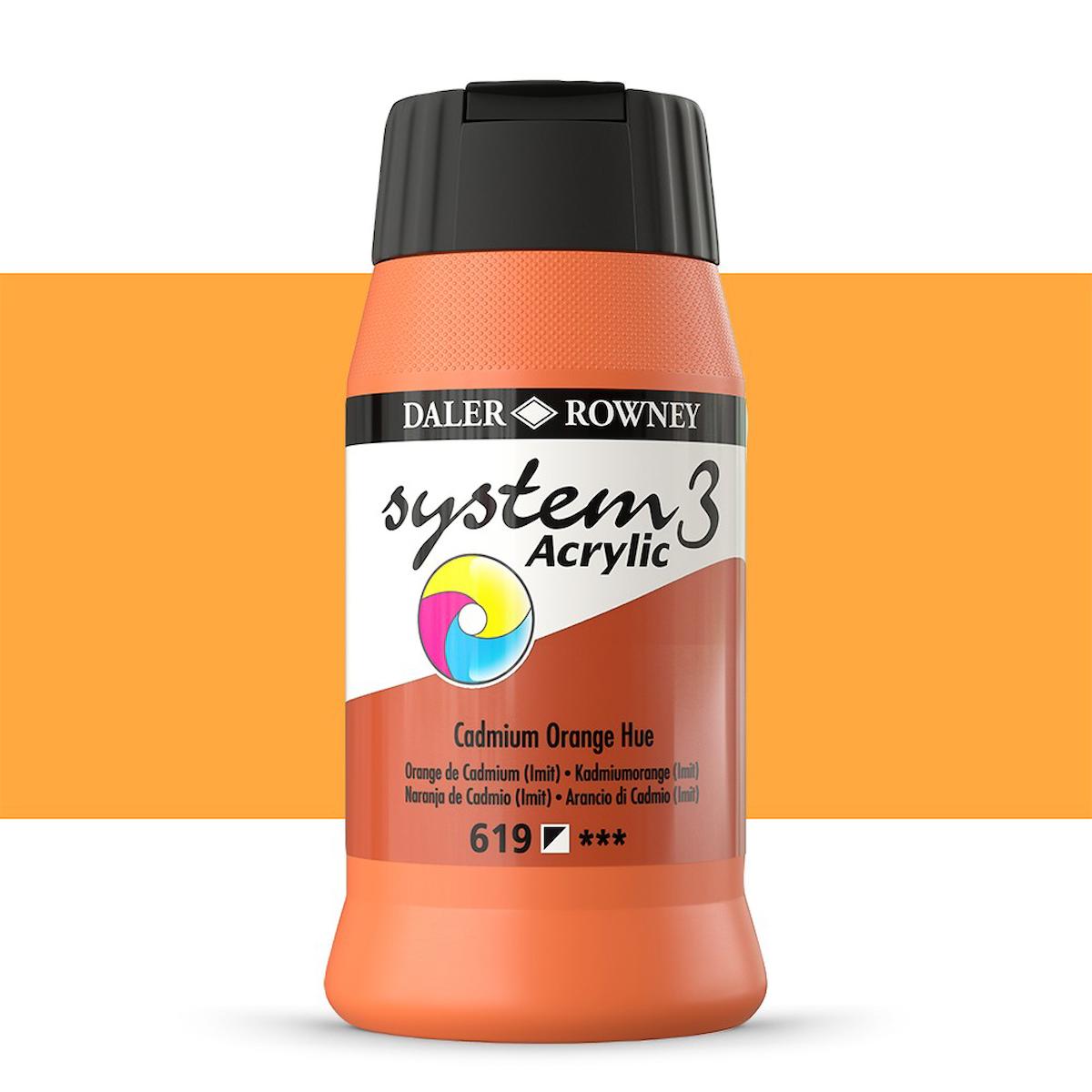 Daler Rowney System 3 Akrilik Boya 500ml 619 Cadmium Orange Hue