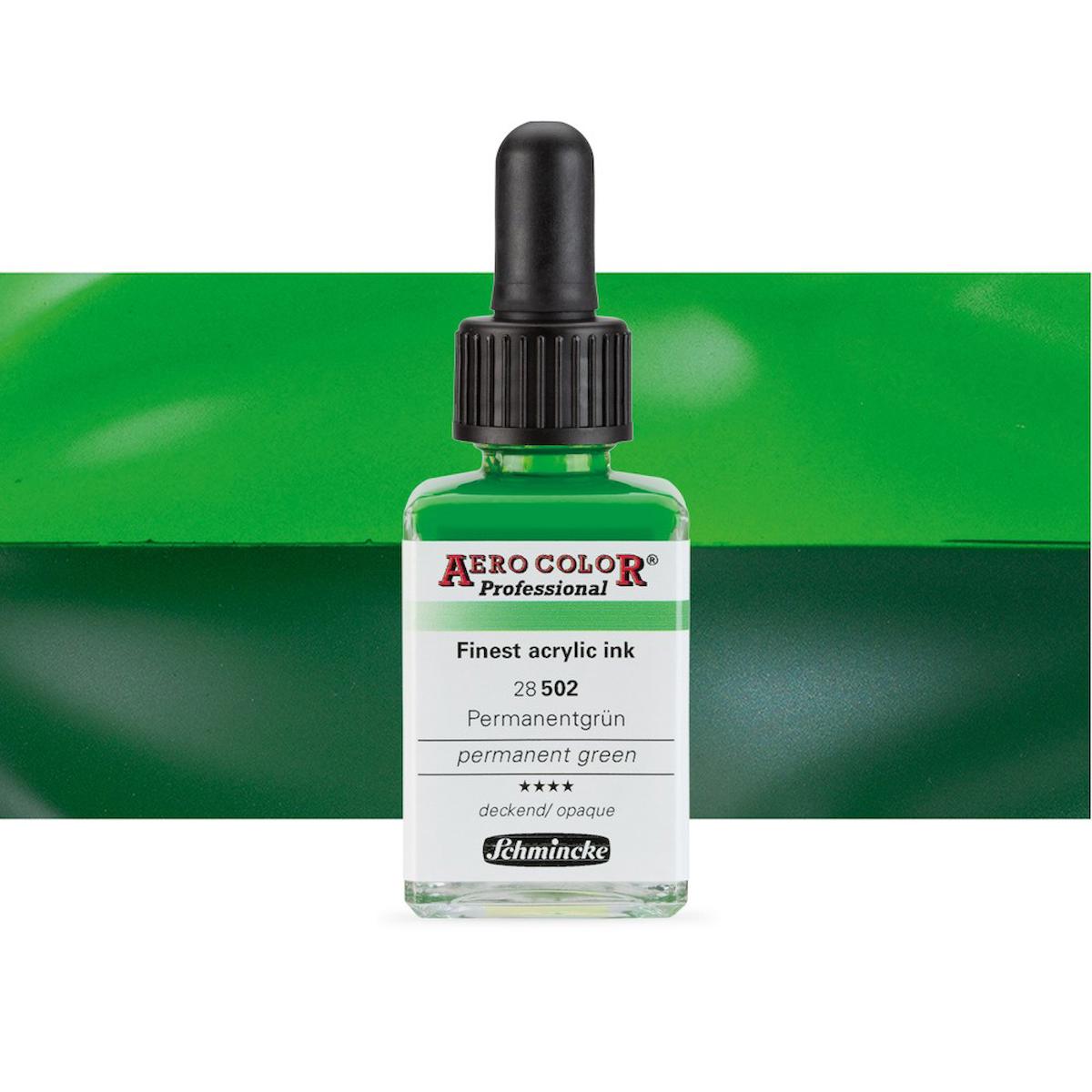 Schmincke Aero Color Professional Finest Akrilik ink. 28ml Permanent Green 502