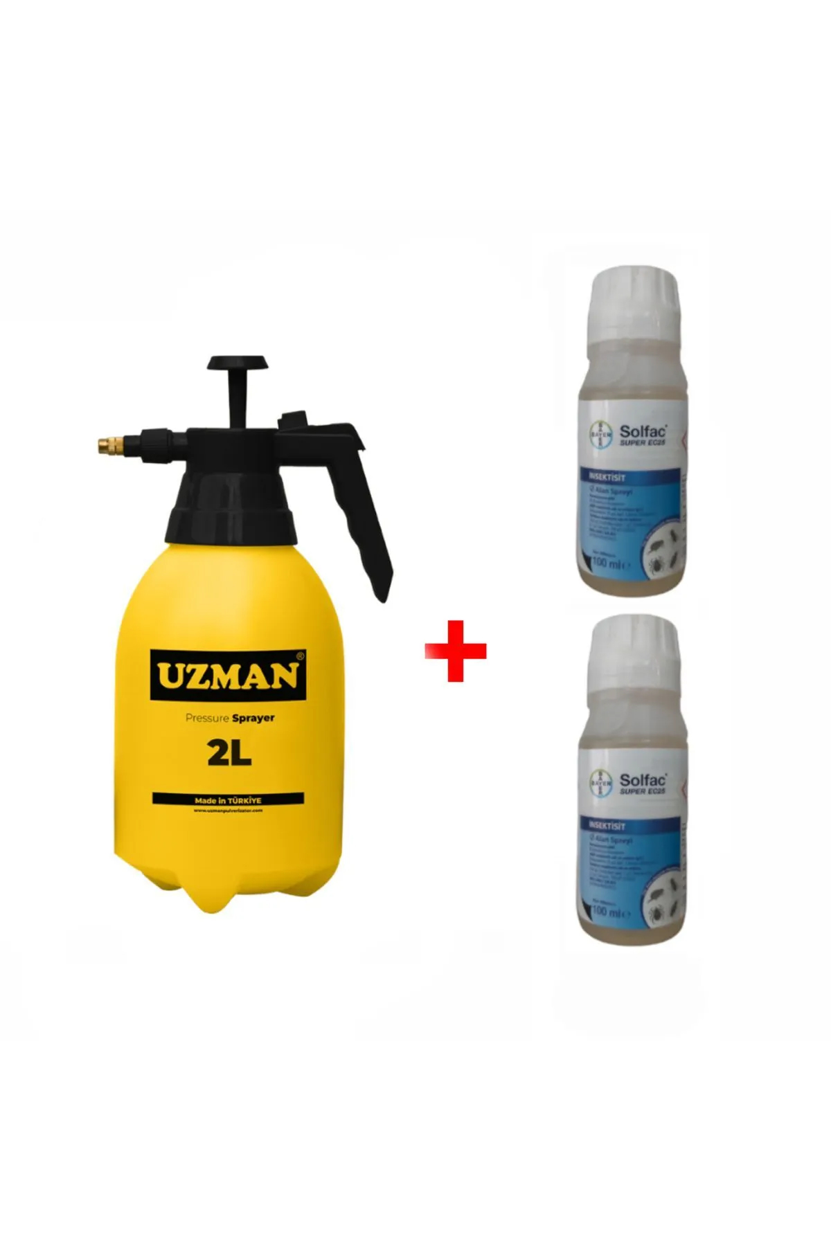 2 Adet Bayer Solfac Super Ec25 100ml Kene,pıre Ilaci Ve 2lt Basınçlı Ilaçlama Pompası